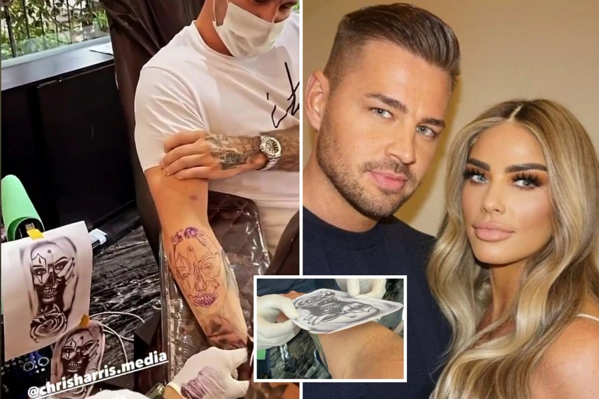 Katie Price's fiancé Carl Woods gets SECOND tattoo of her face on his arm