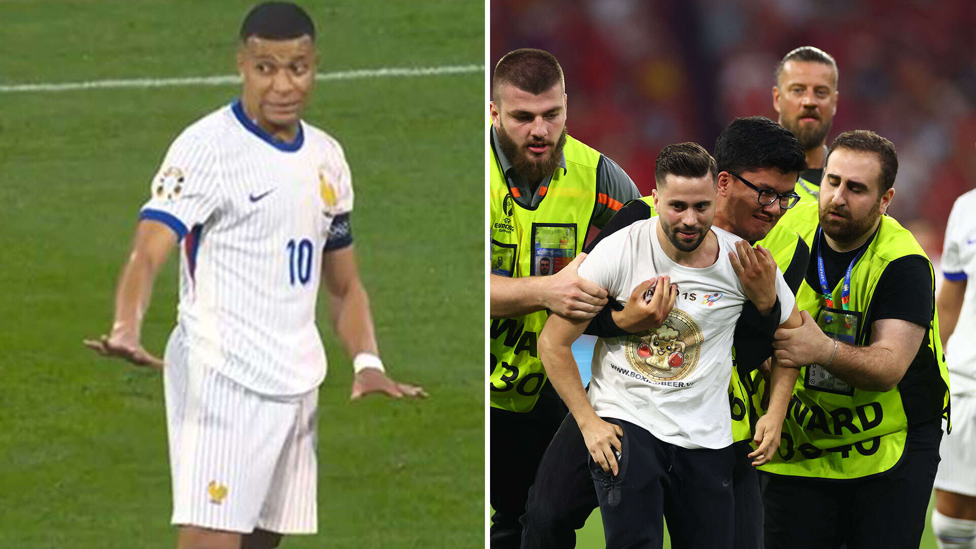 Major security breach as pitch invader pulled away from Mbappe in Spain game