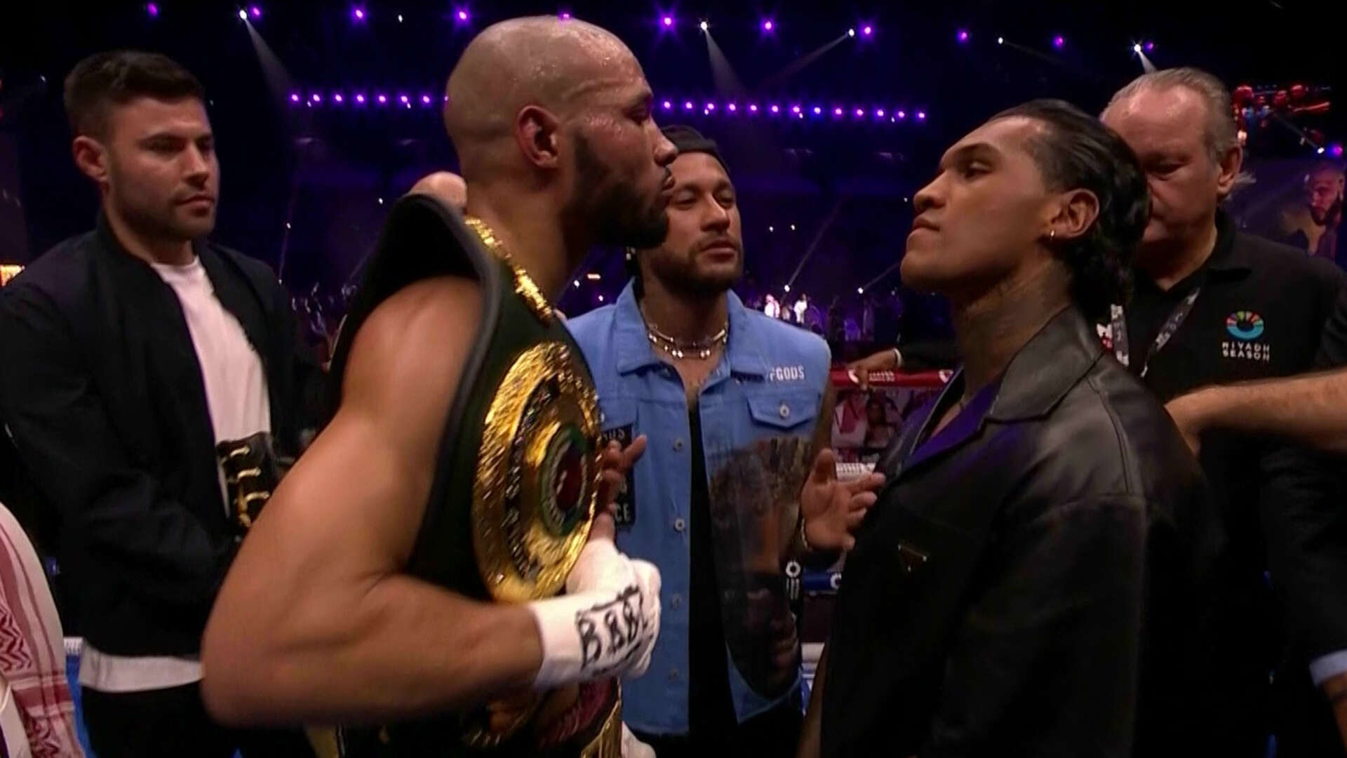 Chris Eubank Jr and Conor Benn square up as Neymar 'acts like guest referee'