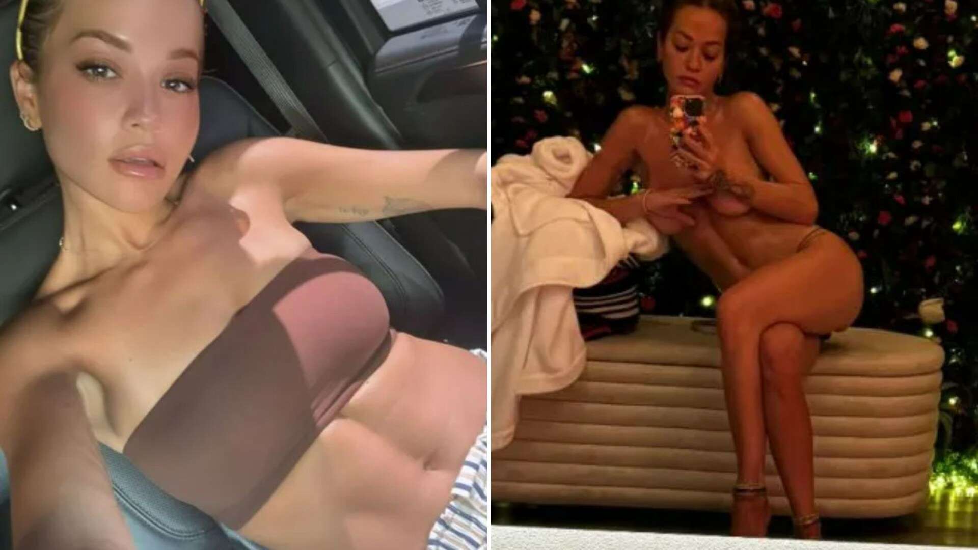 Rita Ora stuns as she goes topless and strips off for spa session