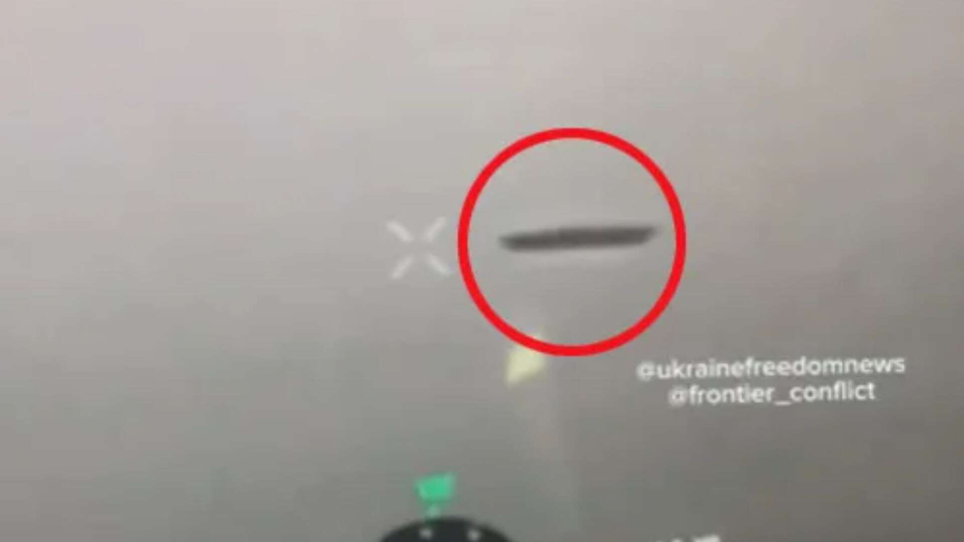 Moment UFO floats over Ukraine warzone after being spotted by drone