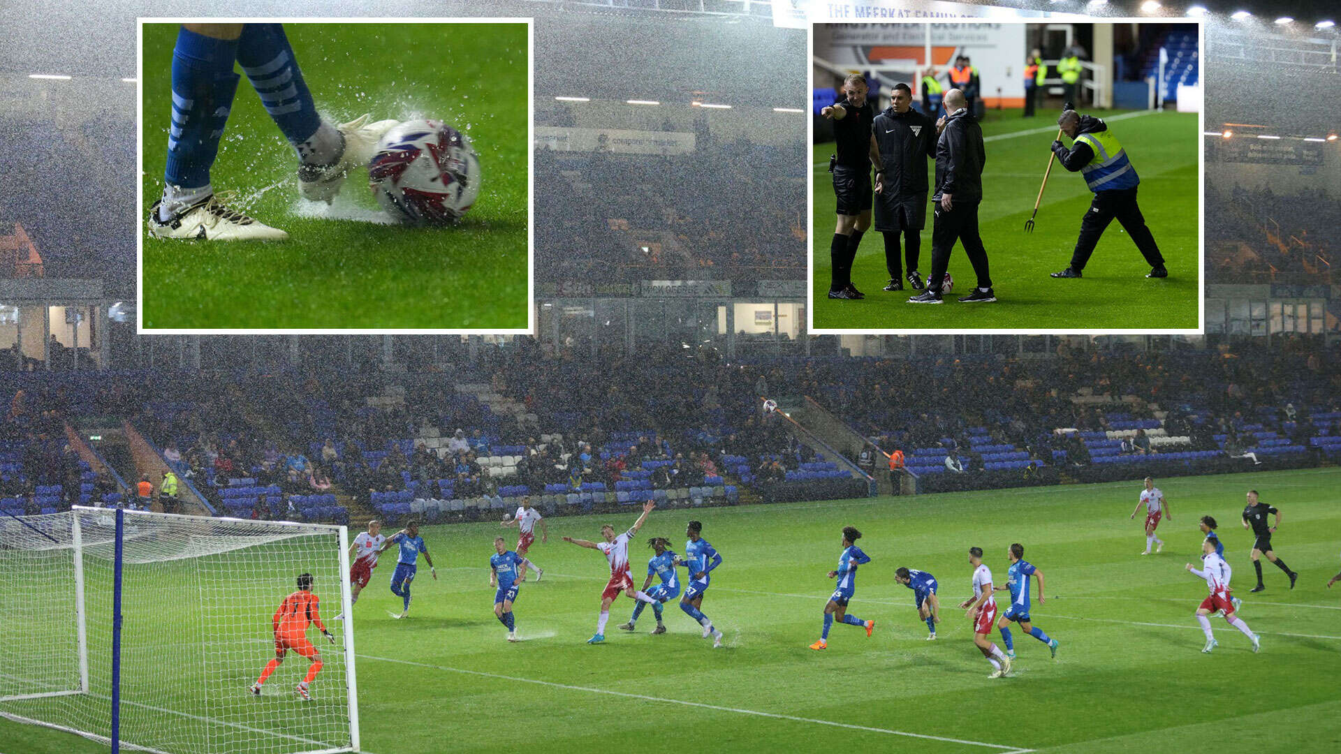 Rain delays EFL Trophy tie 38 mins with stars then forced into second warm up