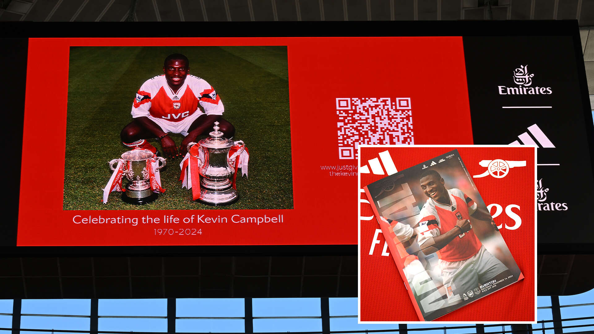 Arsenal & Everton pay emotional tribute to Kevin Campbell after death at 54