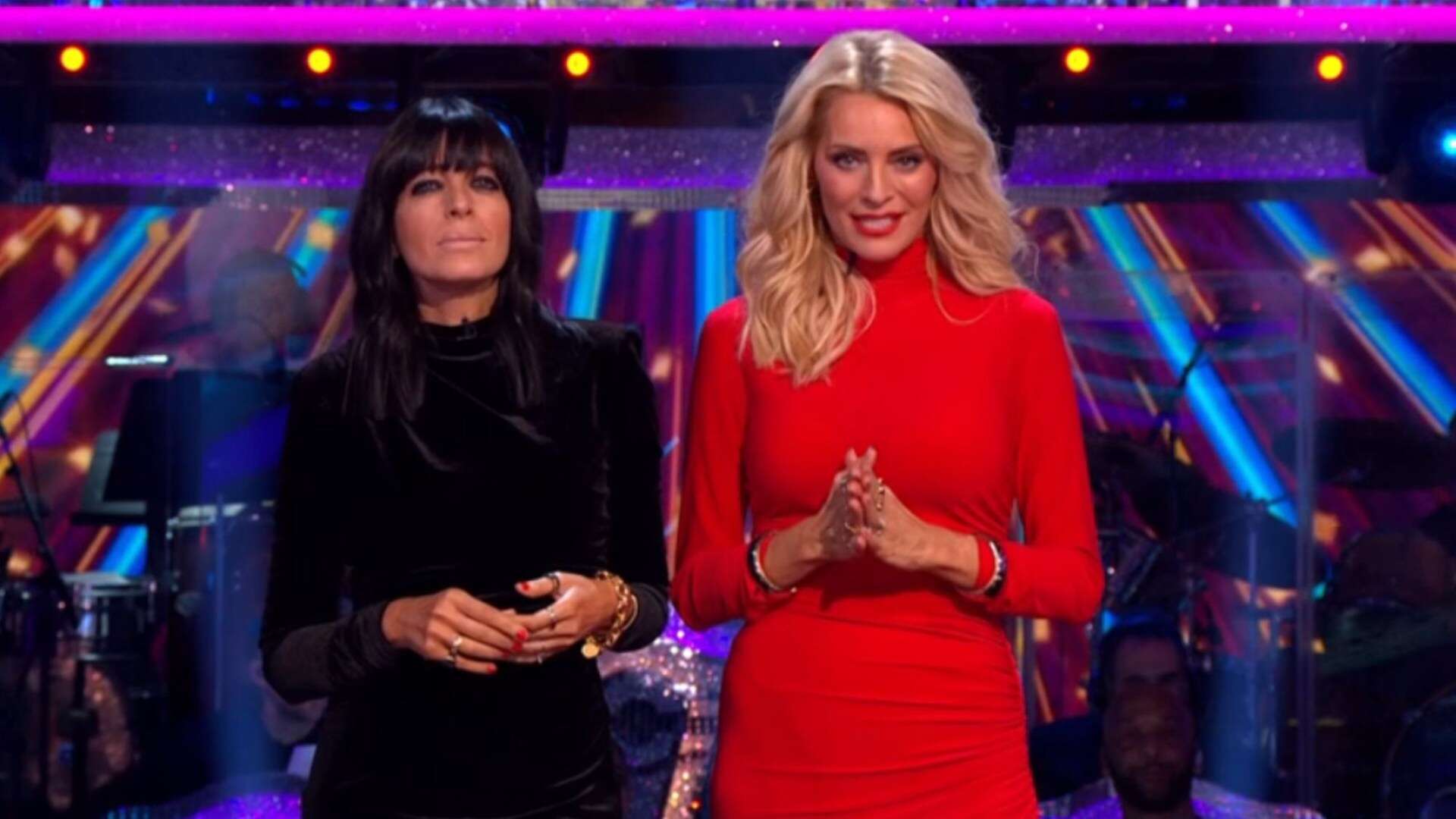 Tess Daly wows in red gown with thigh high split on Strictly live show