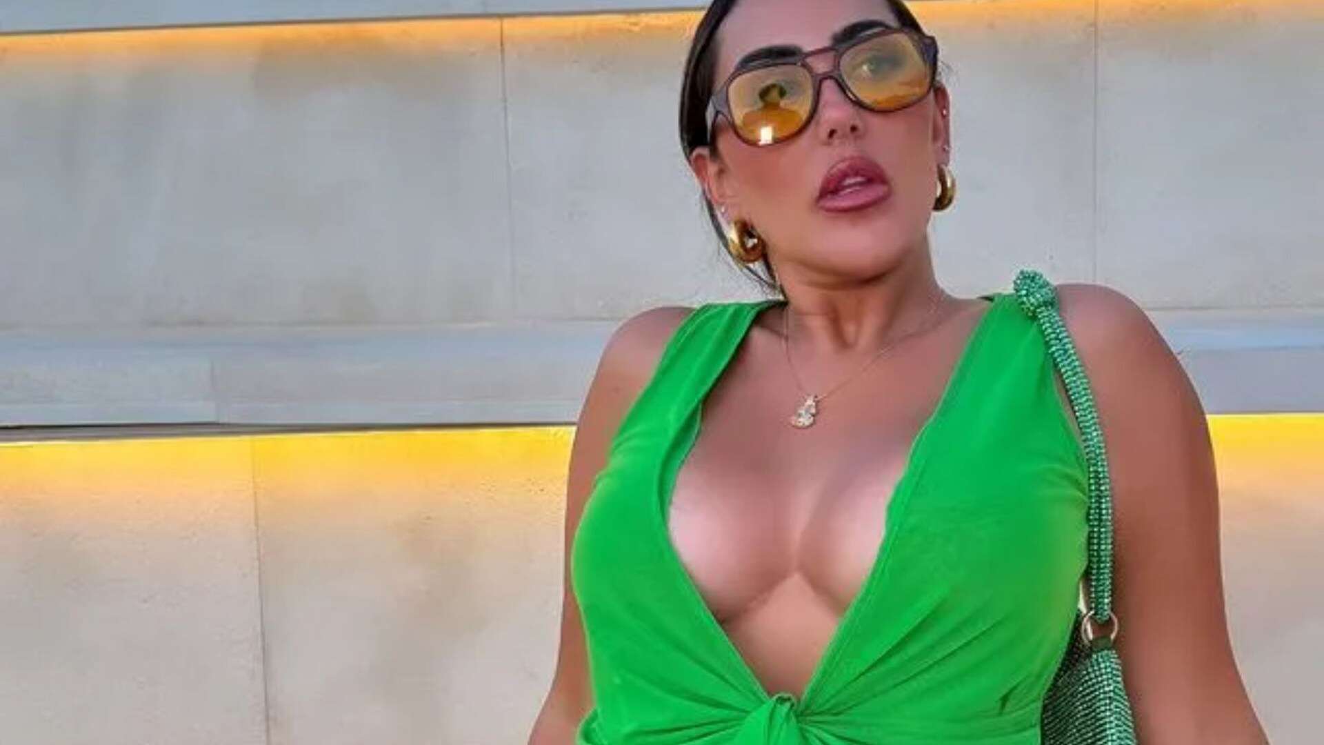 Towie’s Sophie Kasaei puts on eye-popping display in very low cut green dress