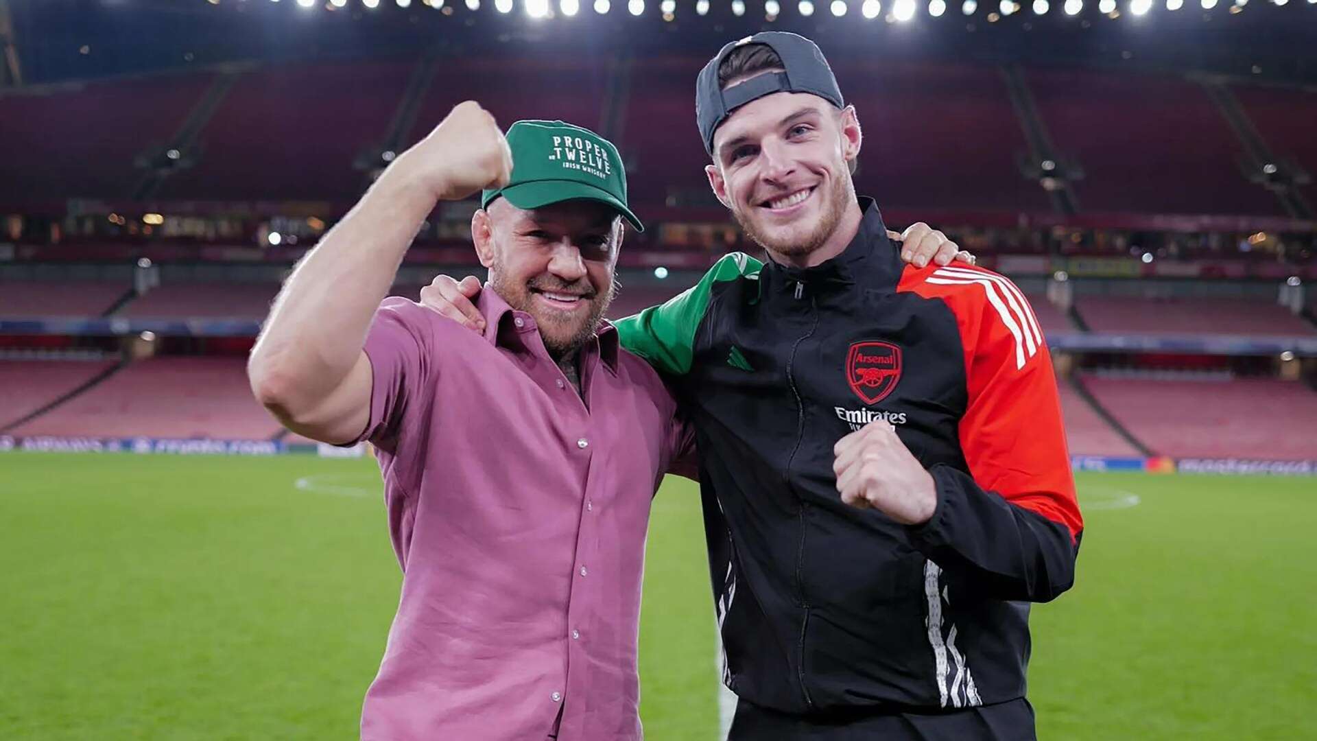 Watch Conor McGregor in random link-up with Declan Rice after Arsenal vs PSG