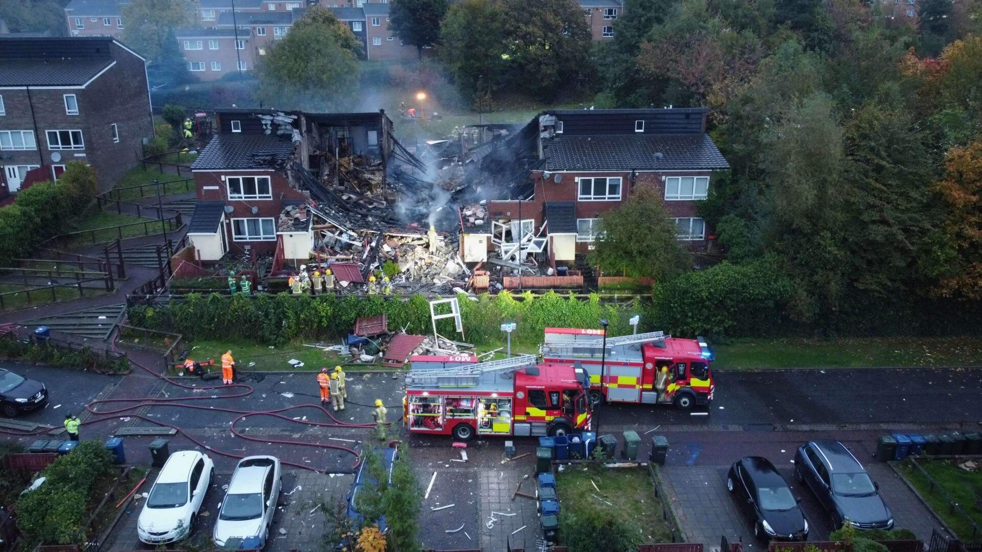 ‘Explosion’ sparks blaze which rips through homes leaving child in hospital