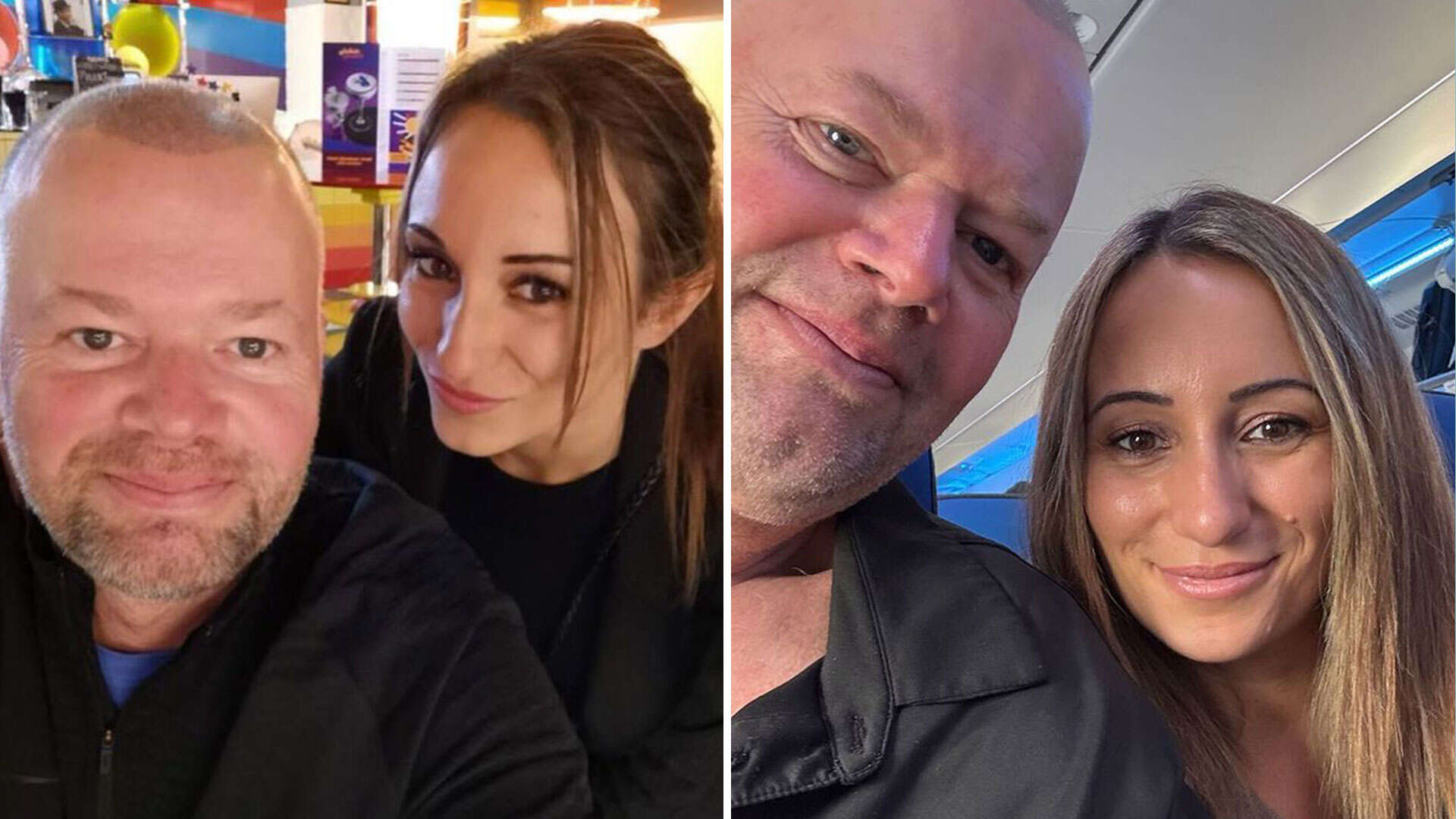 Van Barneveld looks loved-up with wife Julia as they fly to Czech Darts Open