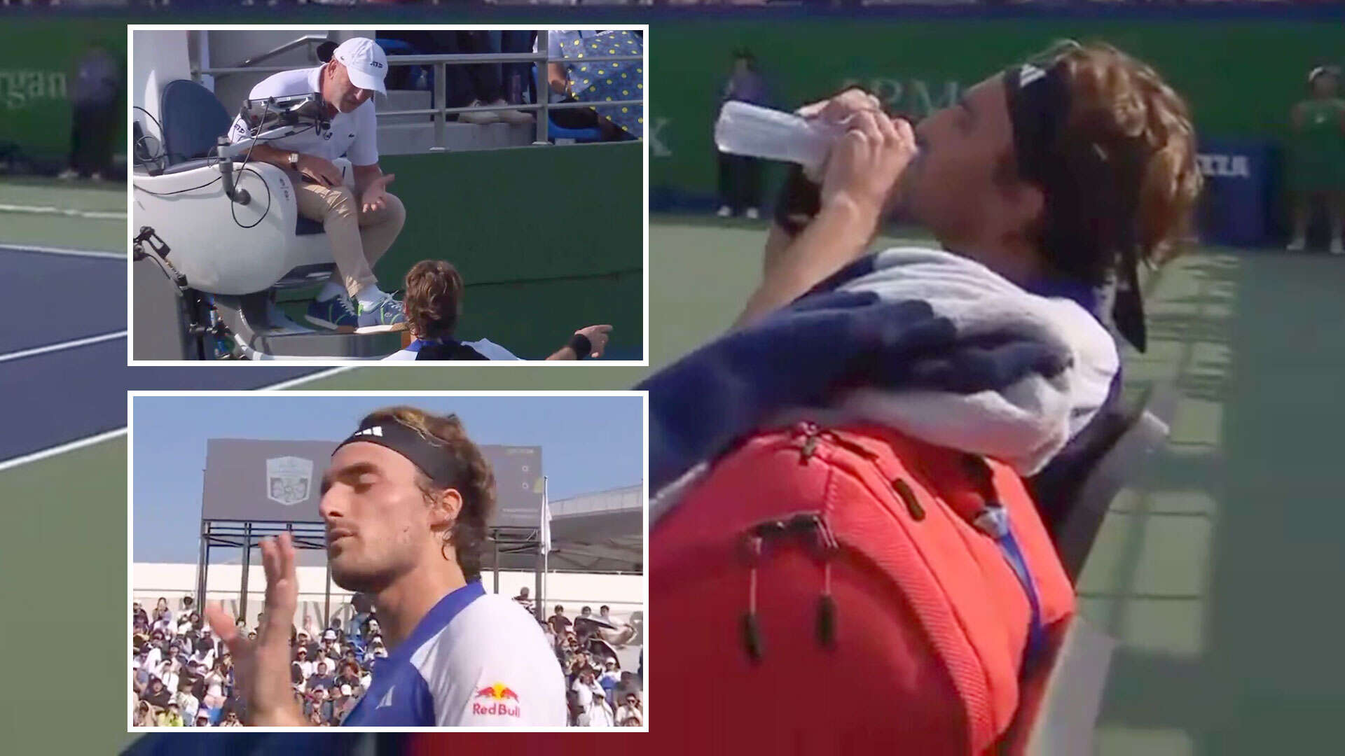 'Cry baby' Tsitsipas REFUSES to play then tells umpire 'I hope you get FIRED'