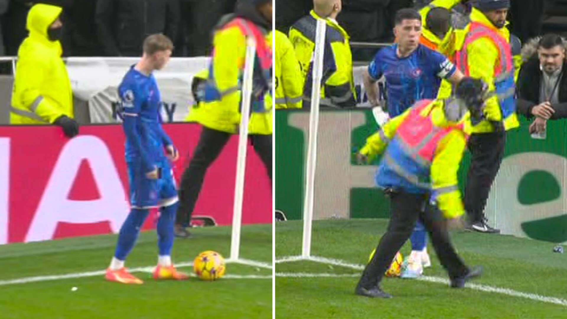 Chelsea stars Palmer & Enzo pelted with missiles from stands during Spurs clash