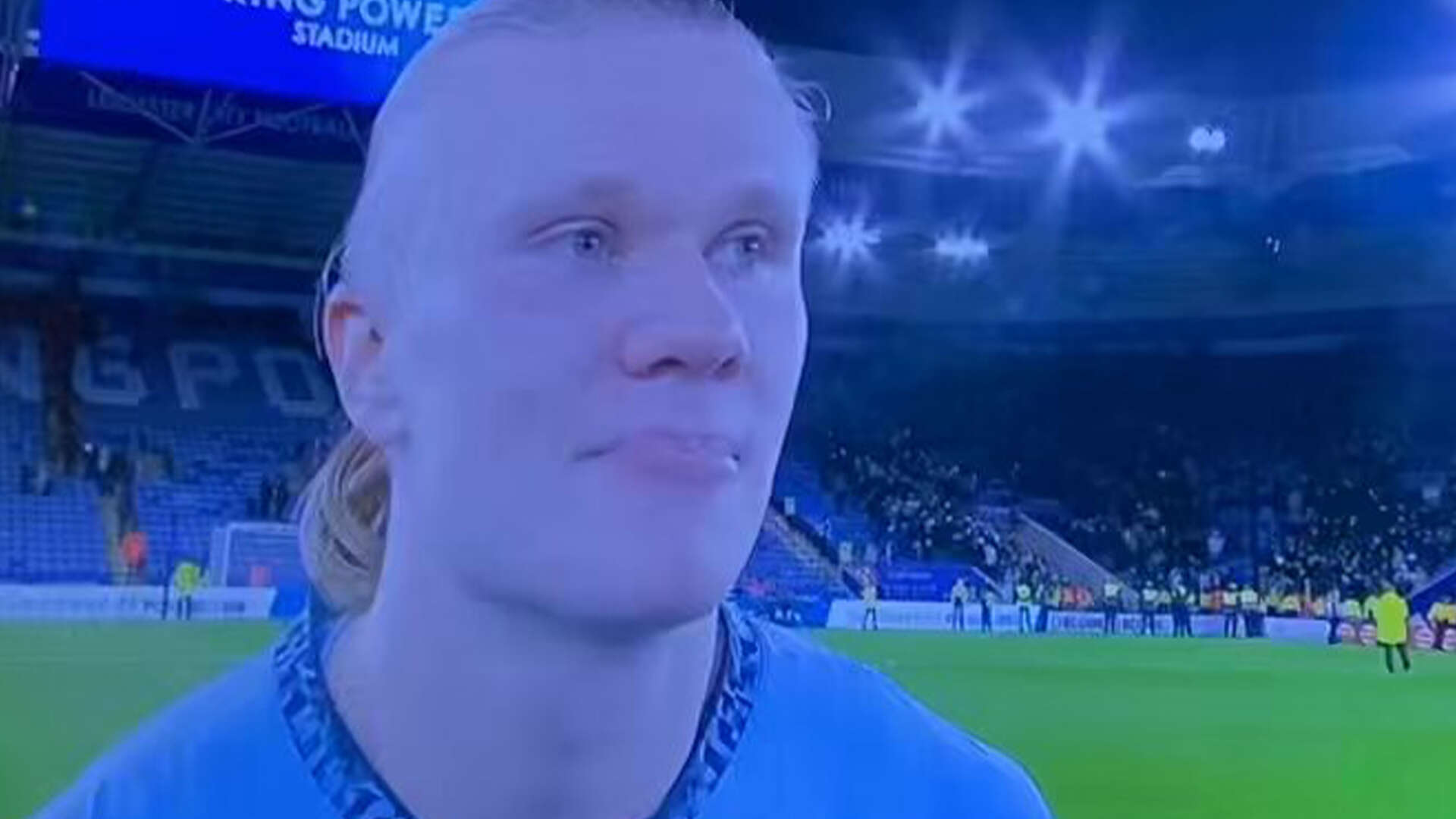 Erling Haaland swears in live interview as Sky Sports reporter laughs nervously