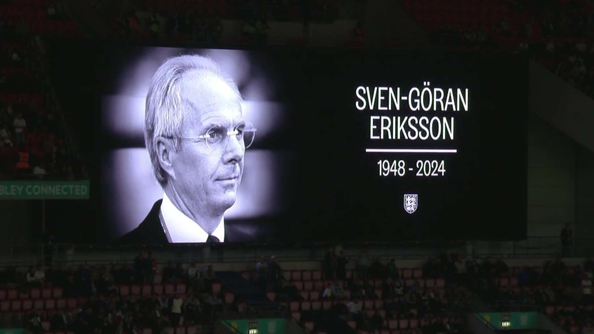 England pay touching tribute to Sven with minute's applause and emotional video