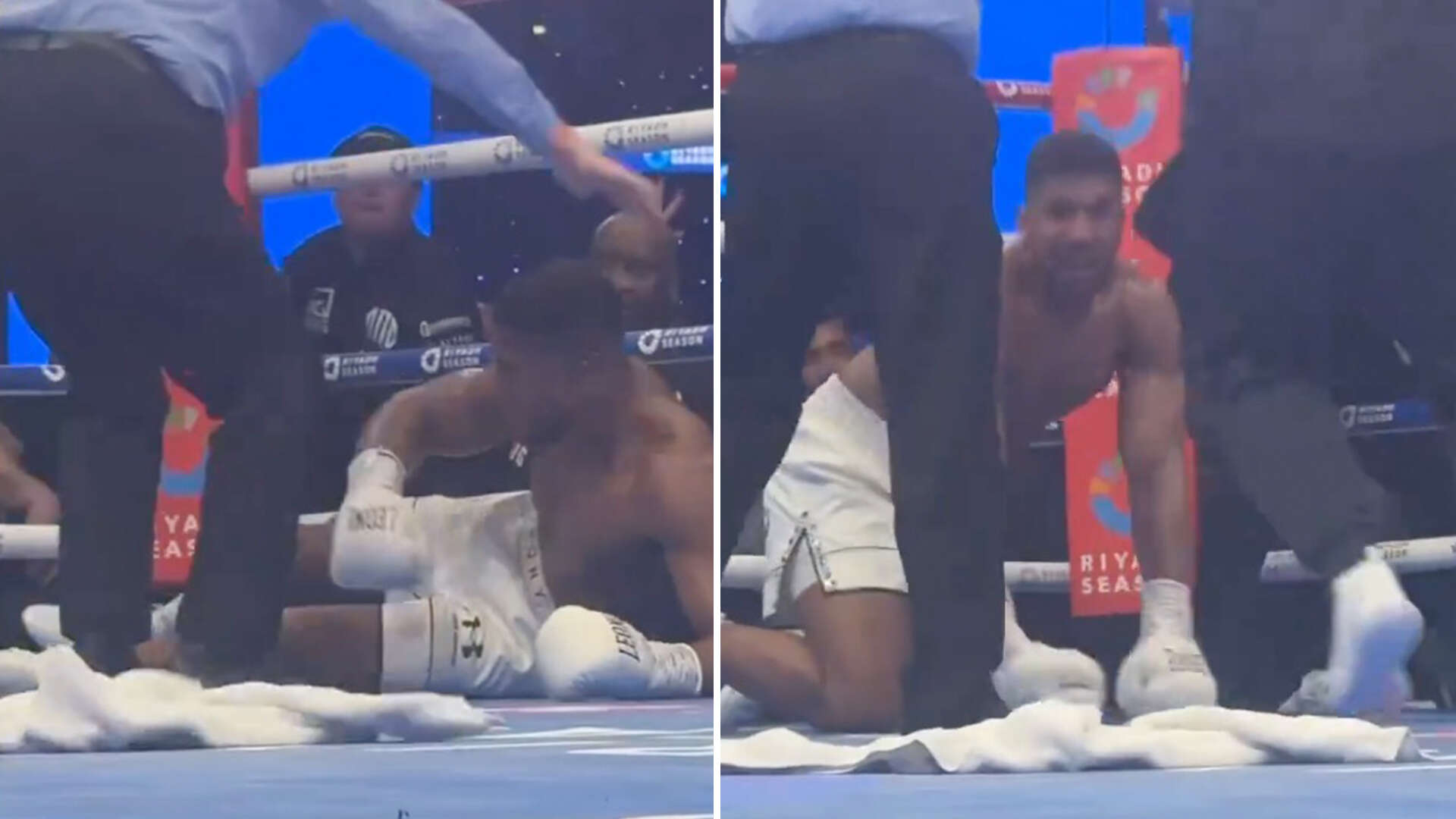 Watch heartstopping moment AJ is KO'd by Dubois as he struggles to stand up