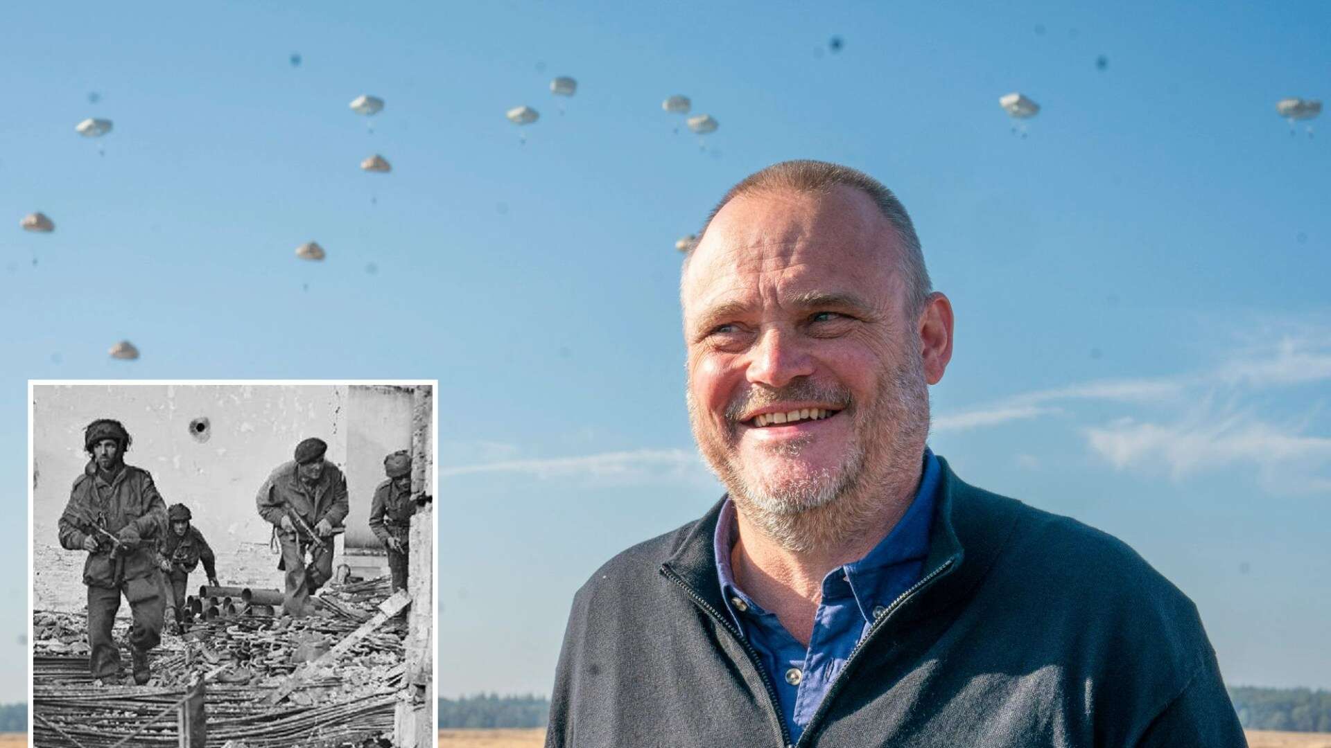 Pub landlord Al Murray trades pints for parachutes to honour Arnhem heroes