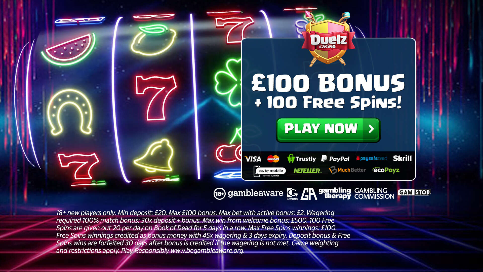 Duelz Casino: Sign up for a £100 bonus and 100 free spins this November