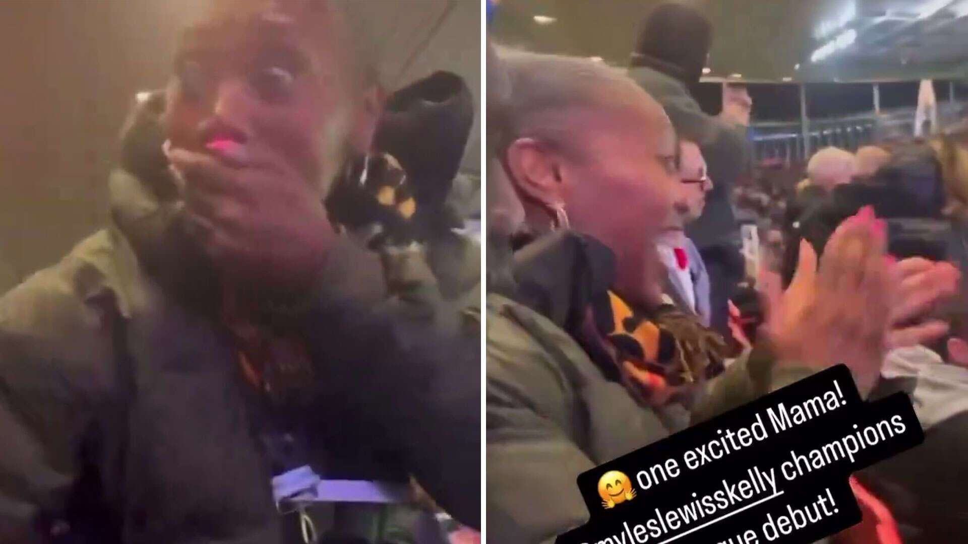 Moment Lewis-Skelly's mum screams with excitement at his Champions League debut