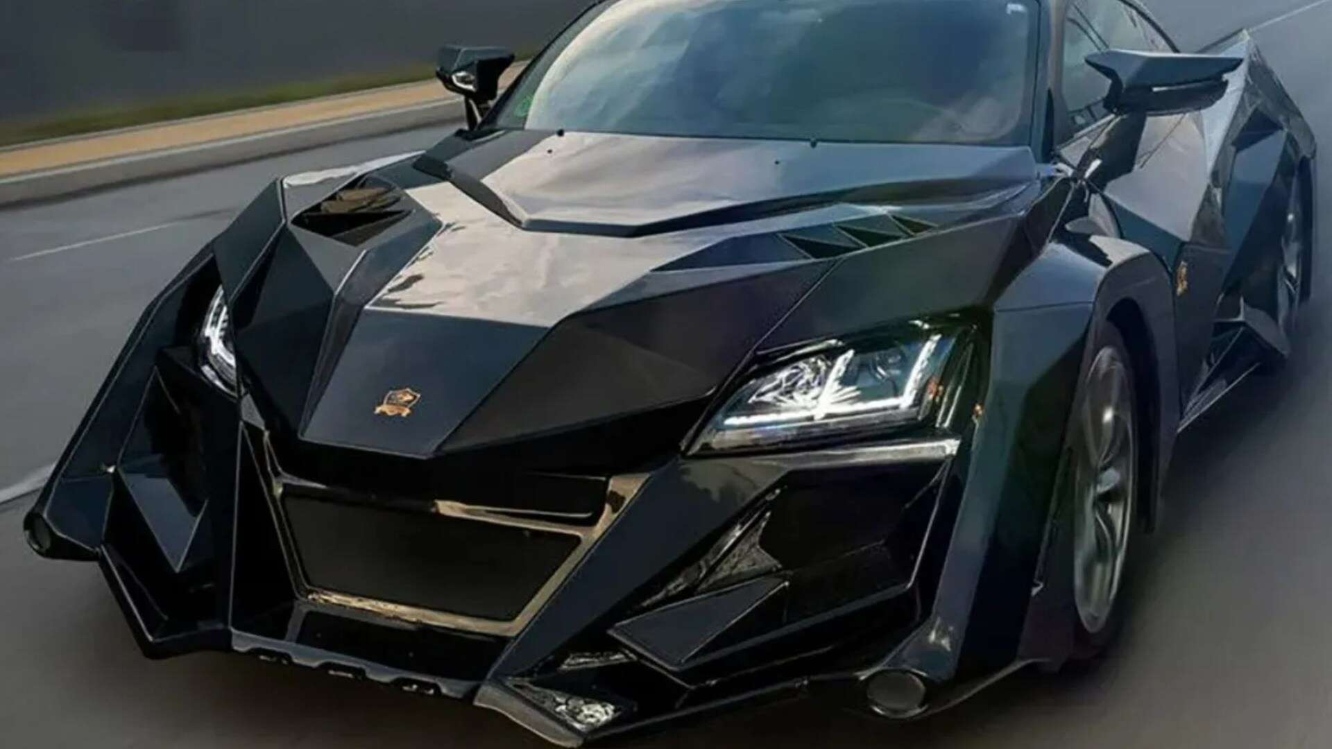 Modern classic sports car turned into Batmobile with incredible bodykit