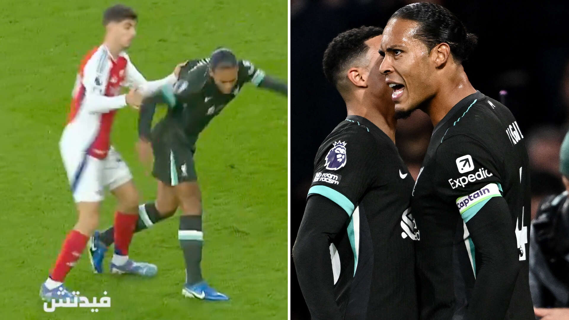 'He shouldn't be on pitch' fume Arsenal fans as VVD scores after escaping red