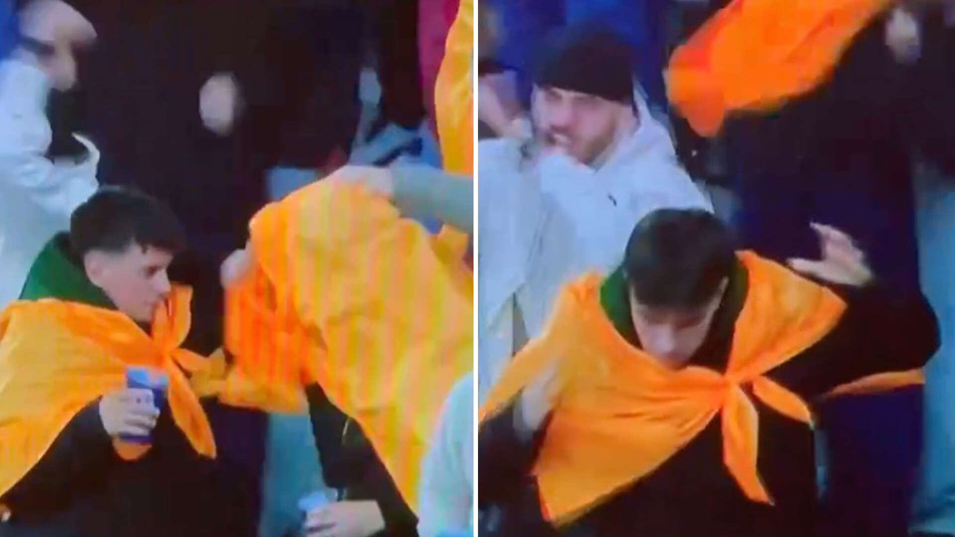 Shakhtar fan left gutted as beer knocked out of hand during goal celebration