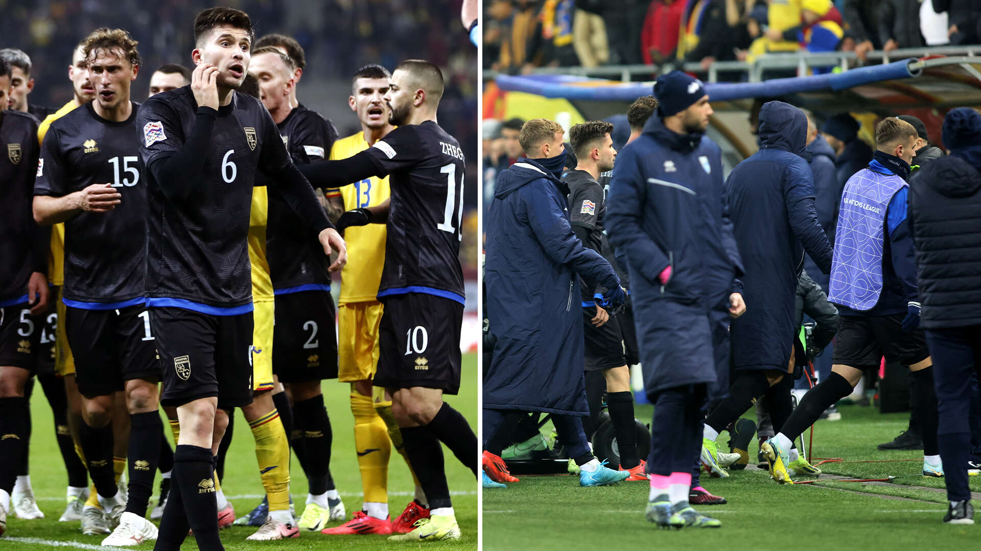 Nations League tie SUSPENDED after fight breaks out & team walks off in protest