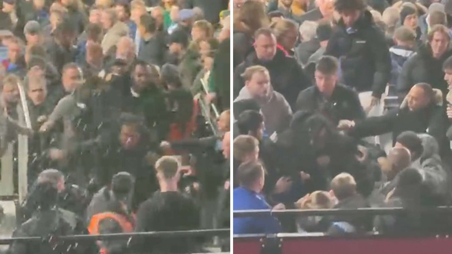 Moment huge brawl breaks out in West Ham vs Arsenal with punches thrown