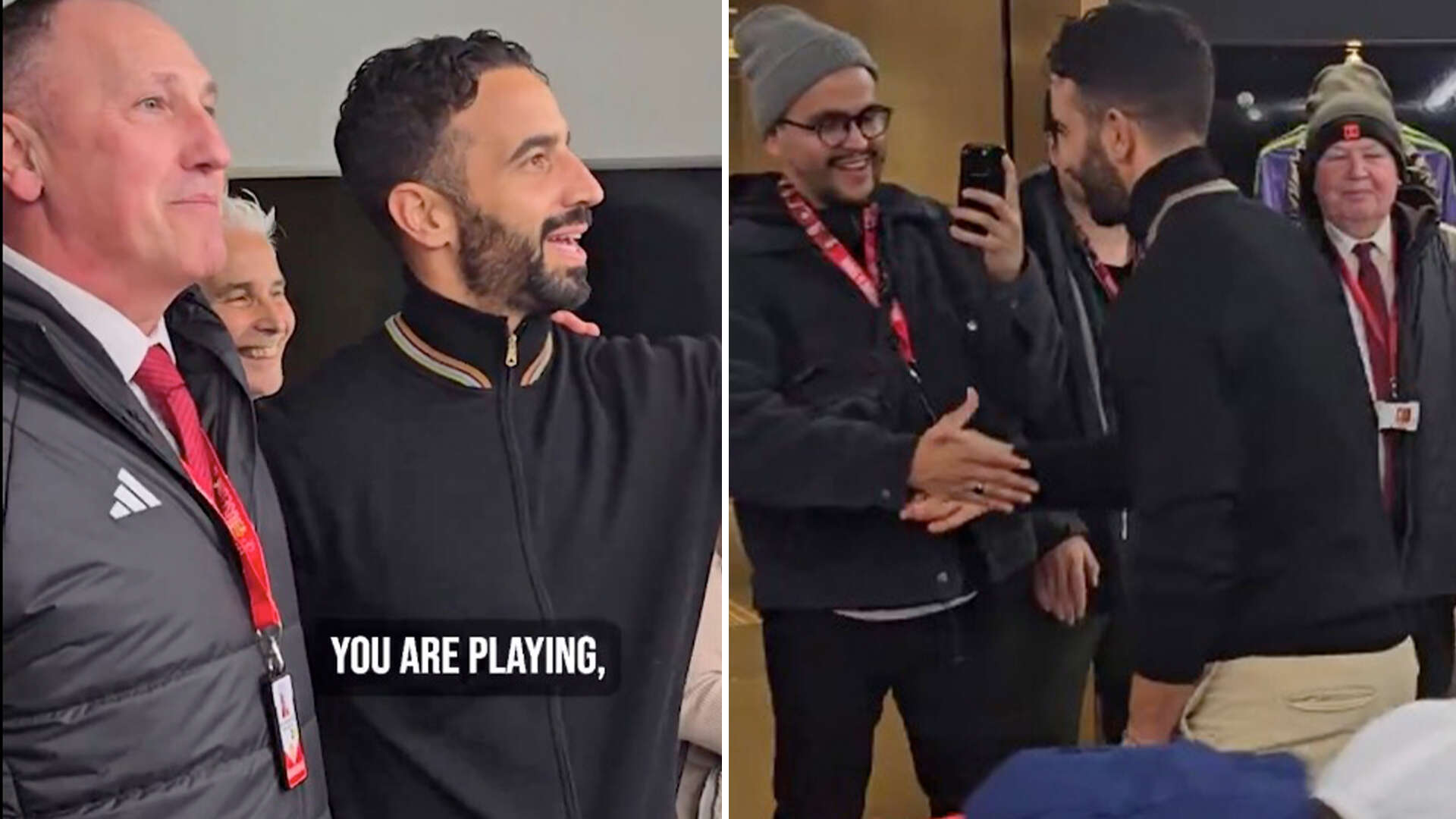 Incredible moment Amorim gatecrashes Man Utd stadium tour and greets fans