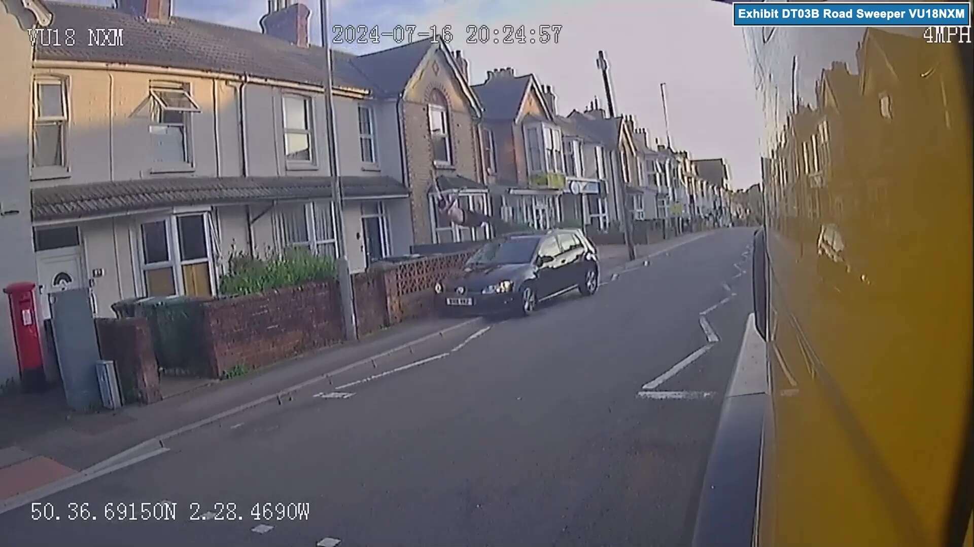 Moment driver ploughs into pedestrian sending him flying 20ft into the air