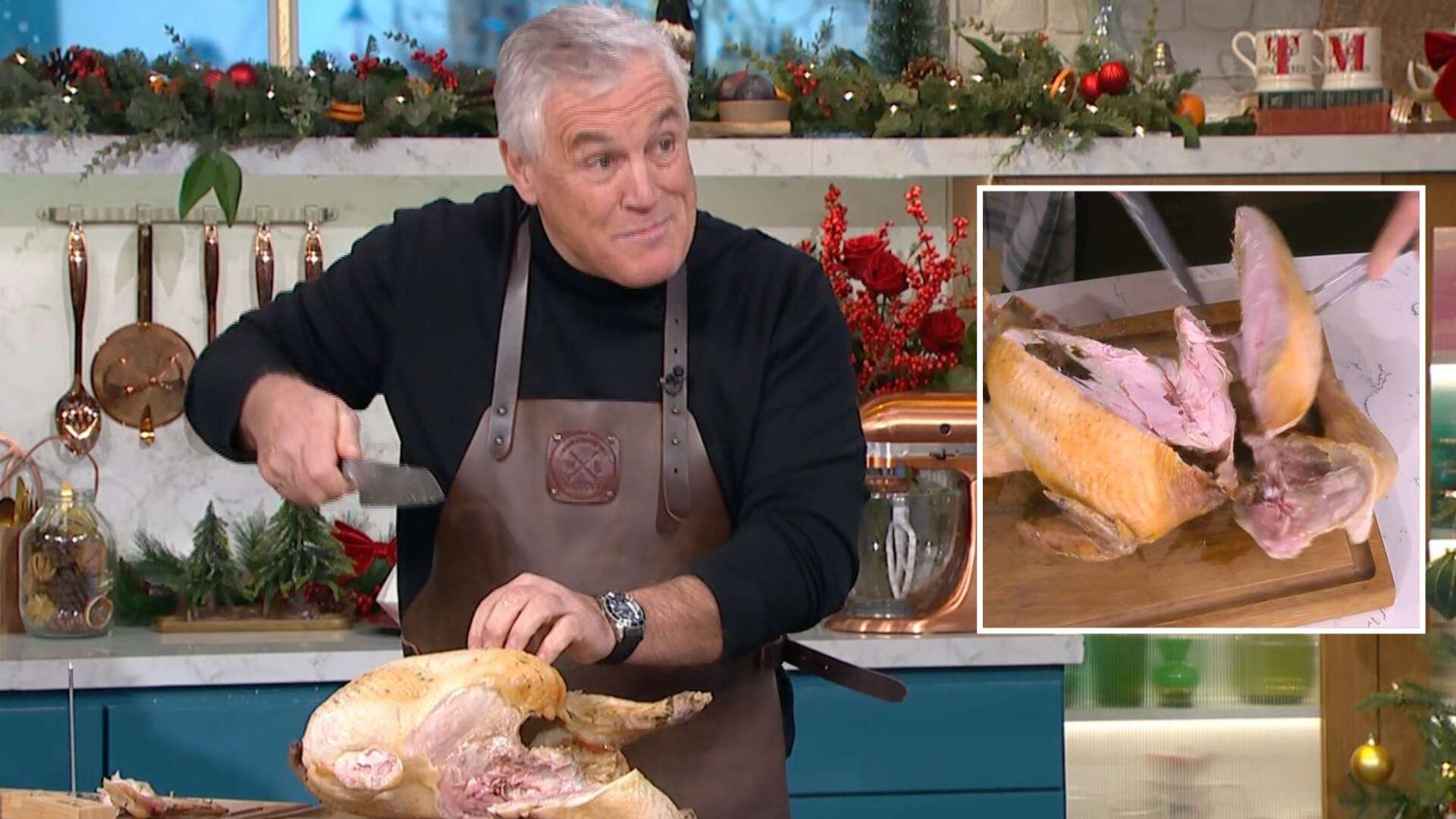 Horrified This Morning fans 'feel sick' as show chef carves 'uncooked turkey'