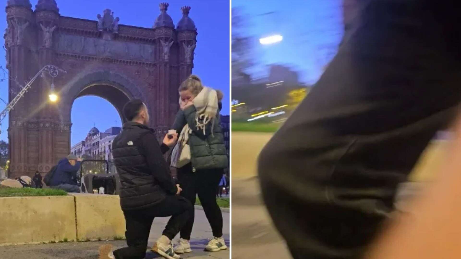 Watch as thief swipes Brit's PHONE as he filmed himself proposing to partner