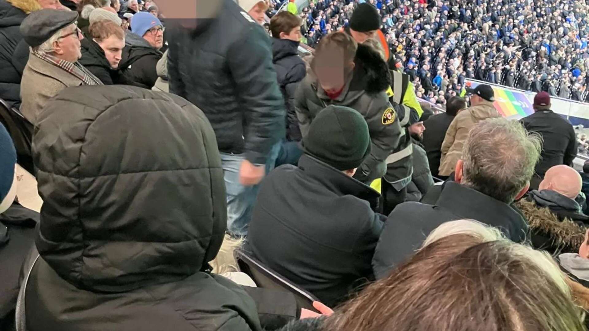 Chelsea fans escorted out of Tottenham Stadium after celebrating Sancho goal