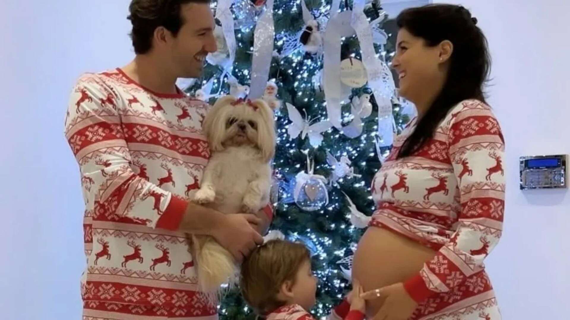 Storm Huntley shows off growing baby bump during last Christmas as a trio