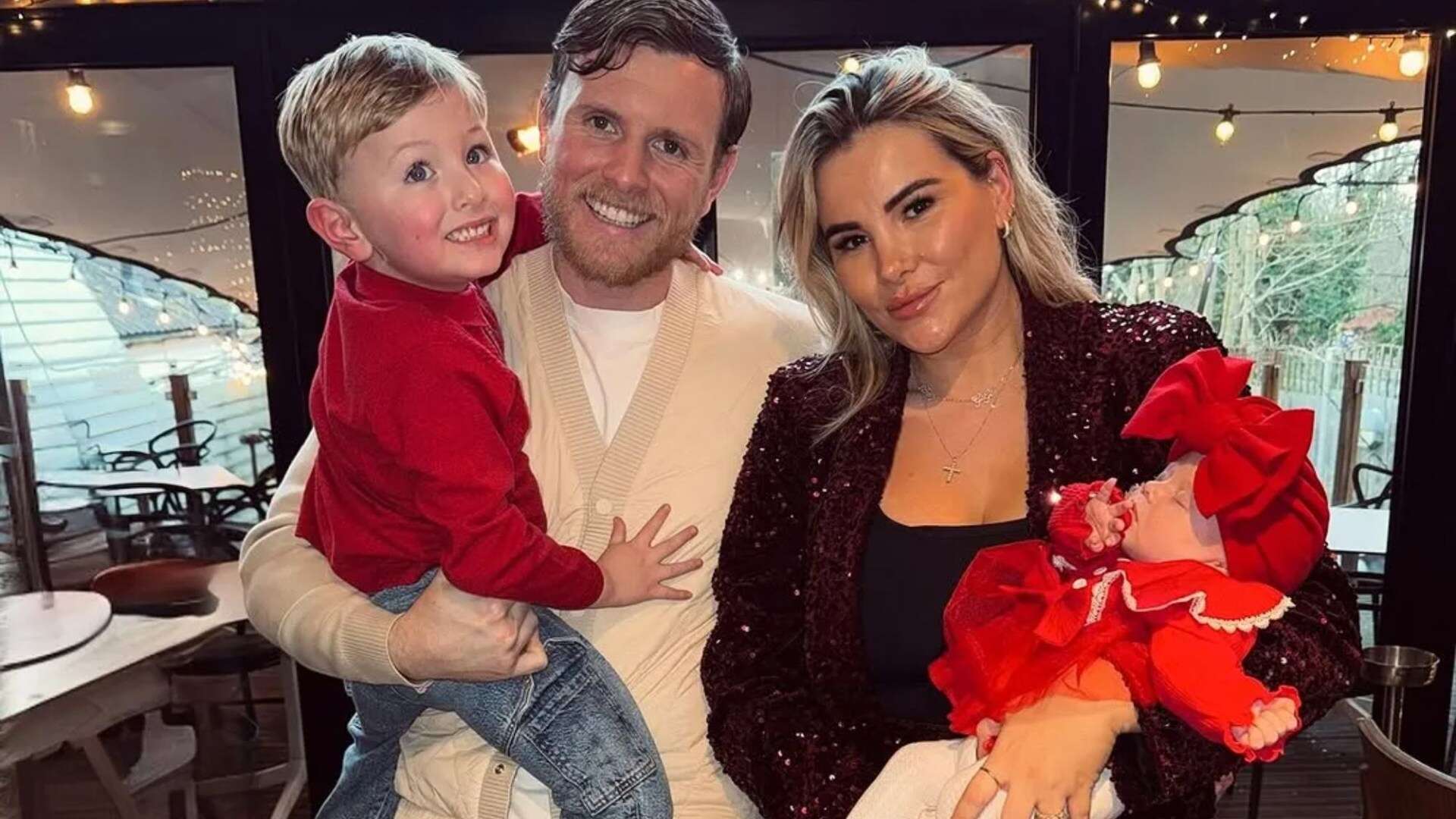 Georgia Kousoulou and Tommy Mallet enjoy first Xmas as a four in sweet photo