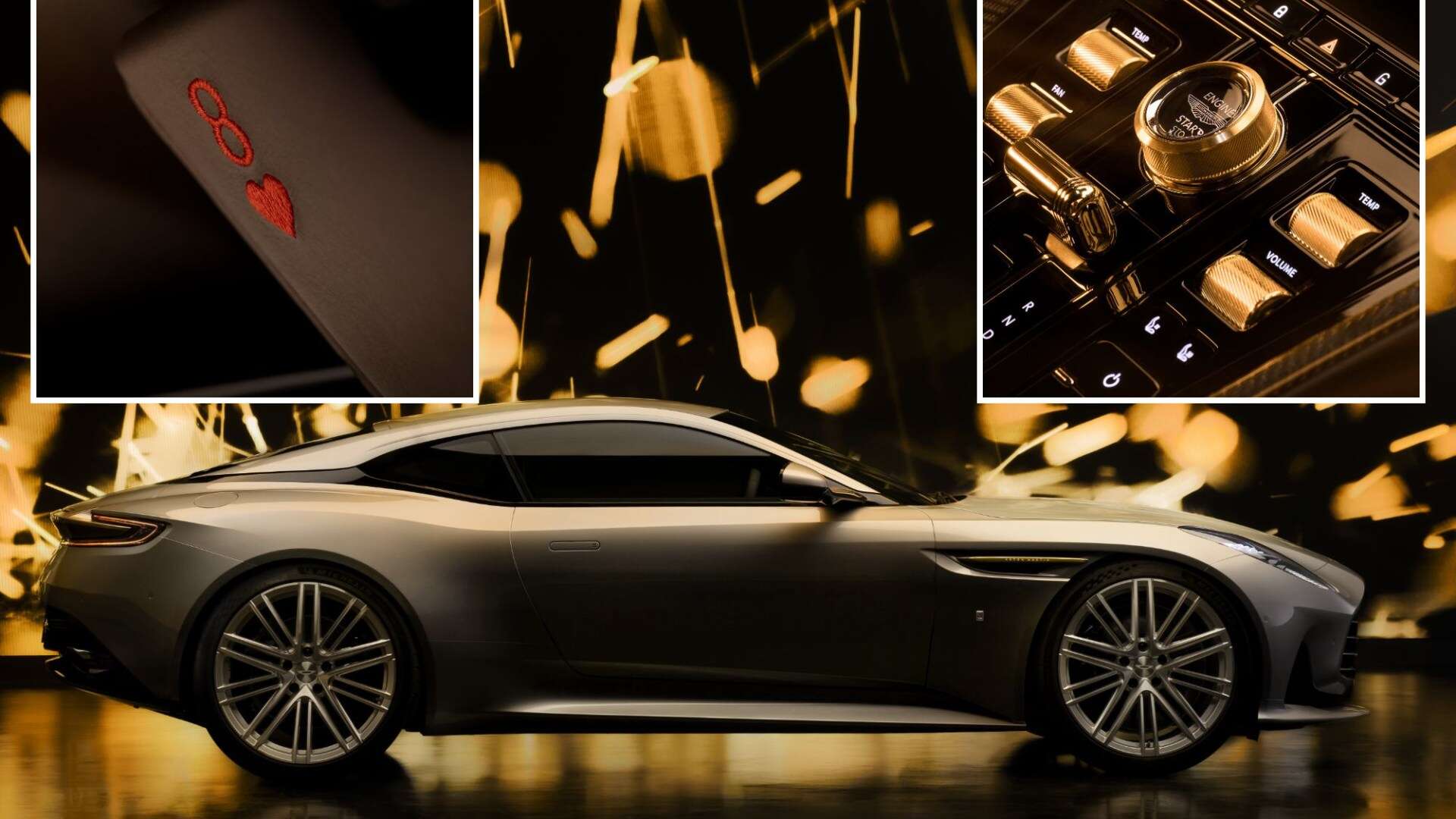 Rare James Bond-inspired Aston Martin with diamond wheels & gold interior