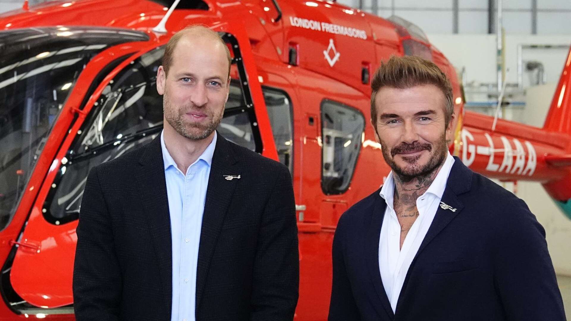 Prince William joins David Beckham to view swish new £8m helicopter