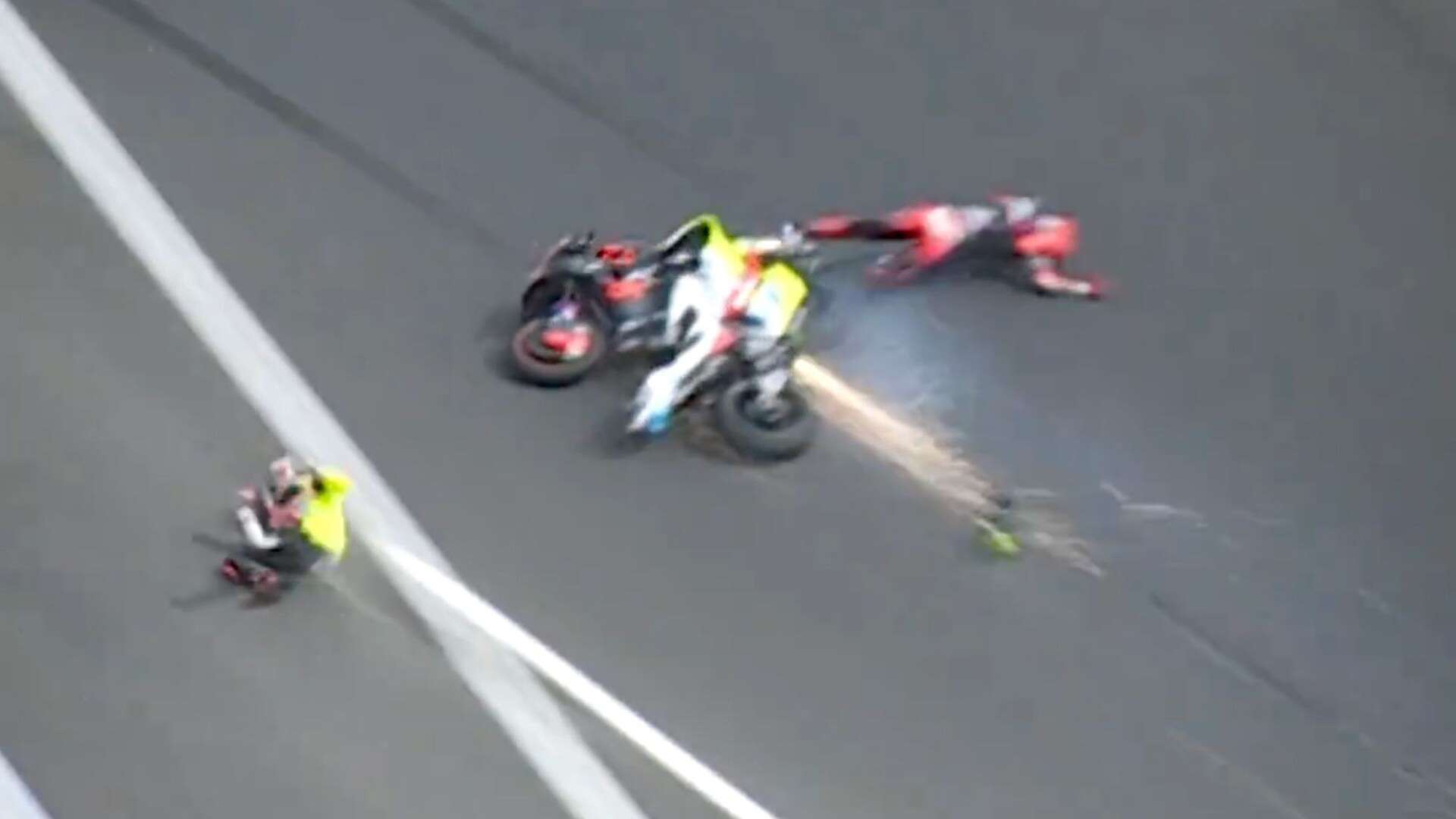 MotoGP star rushed to hospital by air ambulance after horror crash with rival