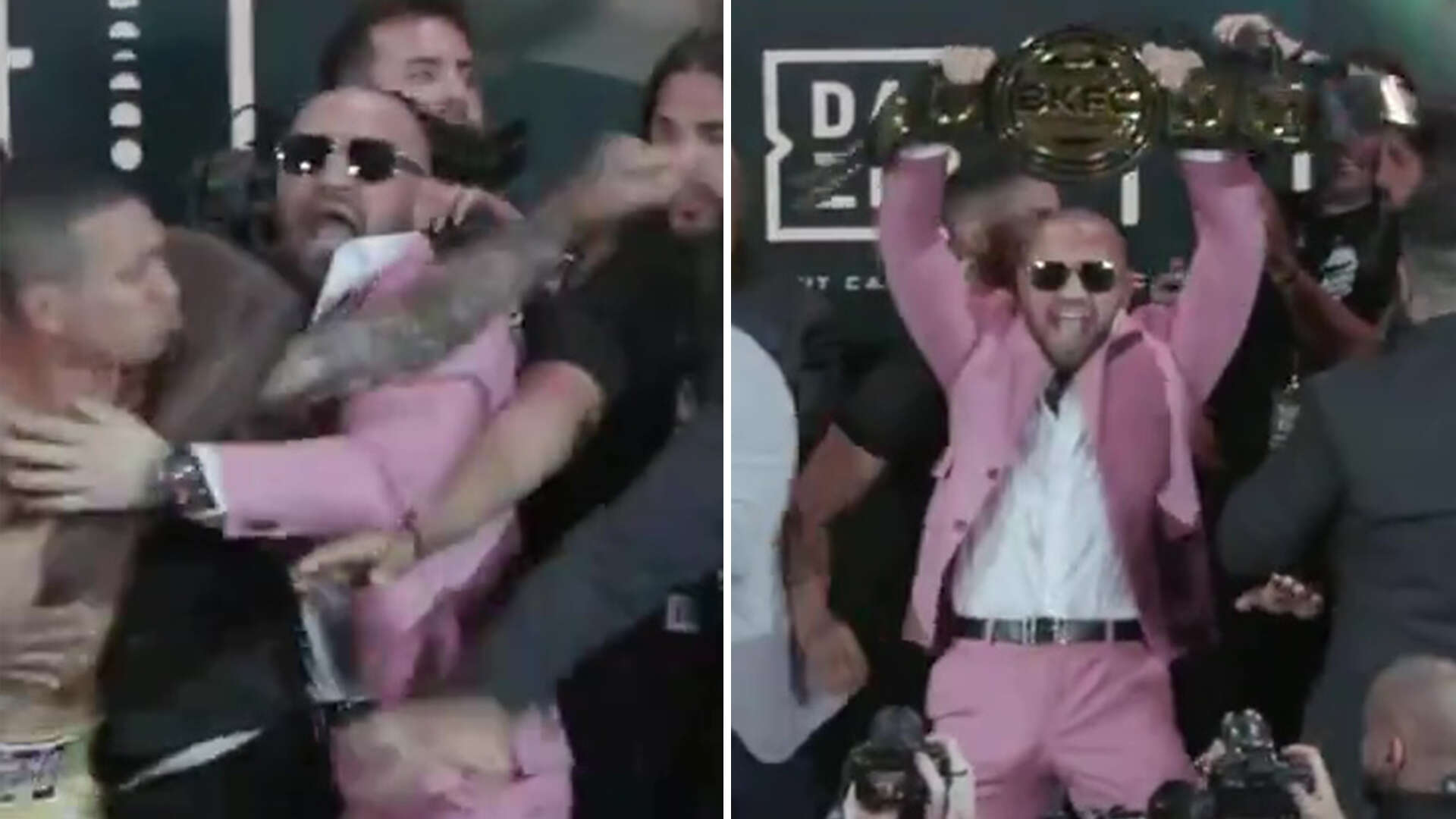 Watch McGregor break up crazy brawl at BKFC weigh-in before 'hilarious' reaction