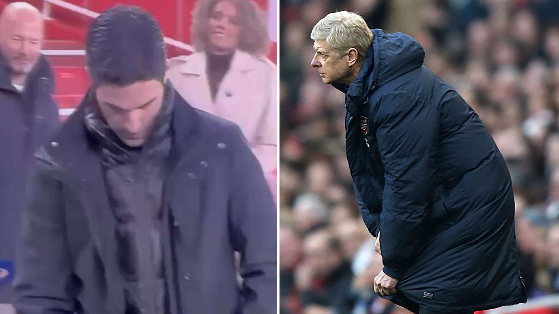 Arteta goes full Wenger as he battles with coat after Arsenal's win over Man Utd