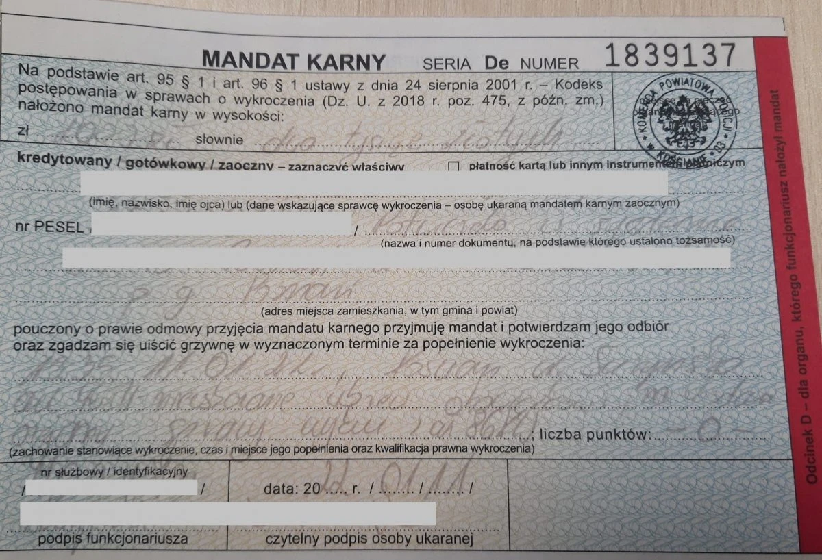 Jest nowy rekord mandatu za niewskazanie kierującego pojazdem. Zostawił auto na ekspresówce