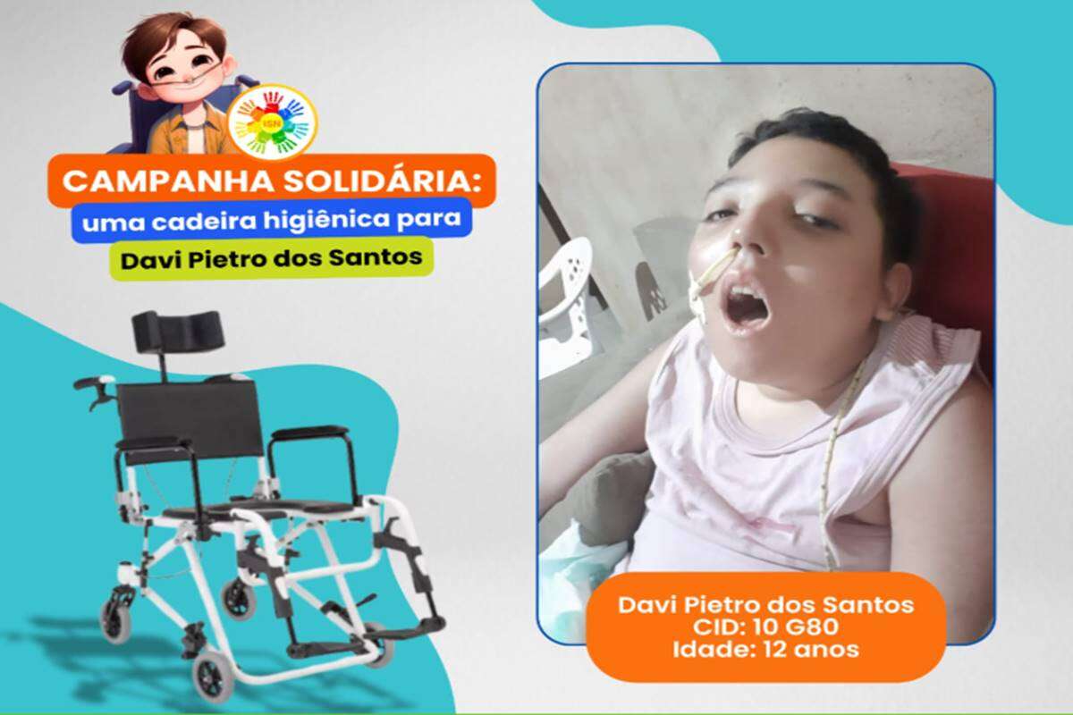 Avó pede doação de cadeira higiênica para neto com paralisia cerebral