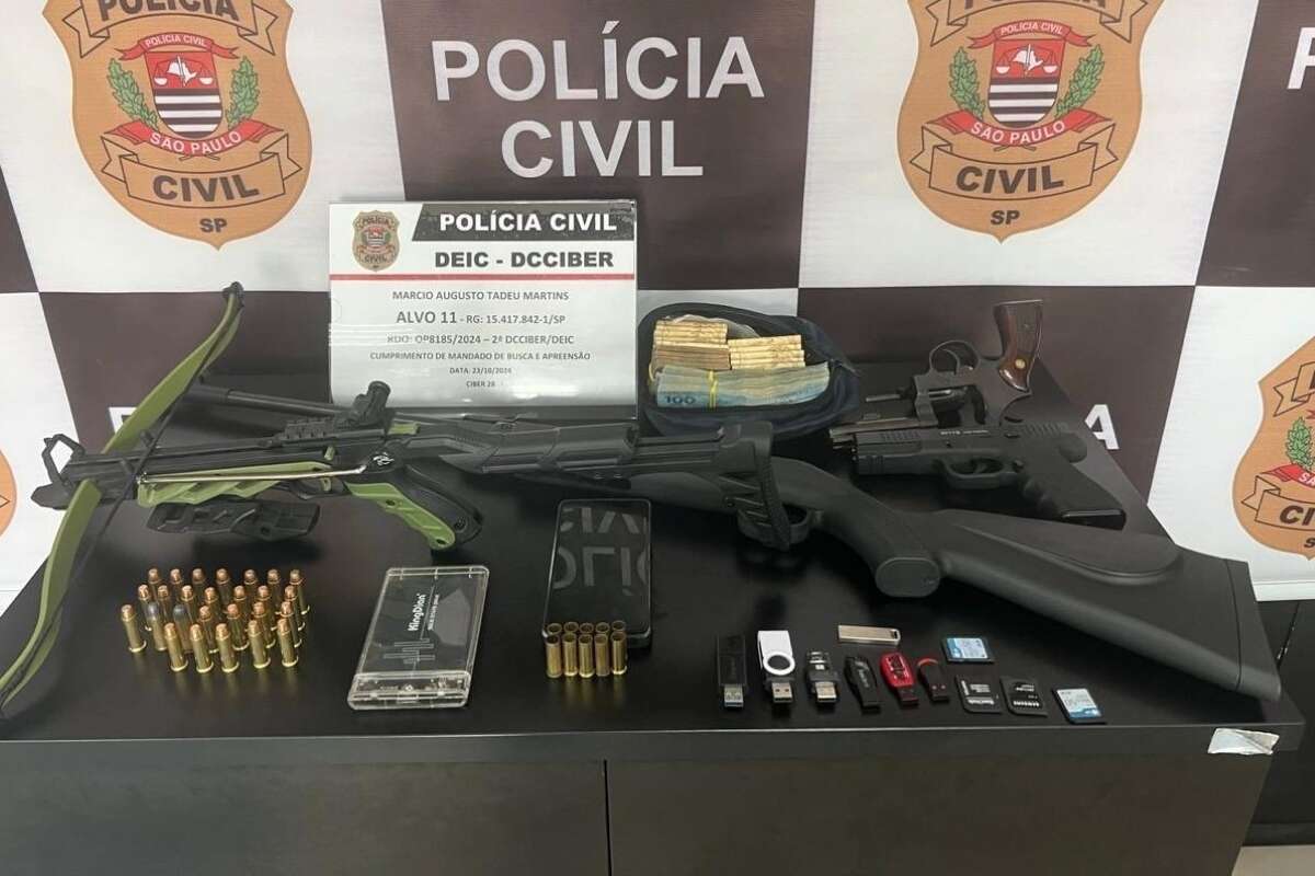 Operação policial contra pedofilia apreende arsenal com presos em SP