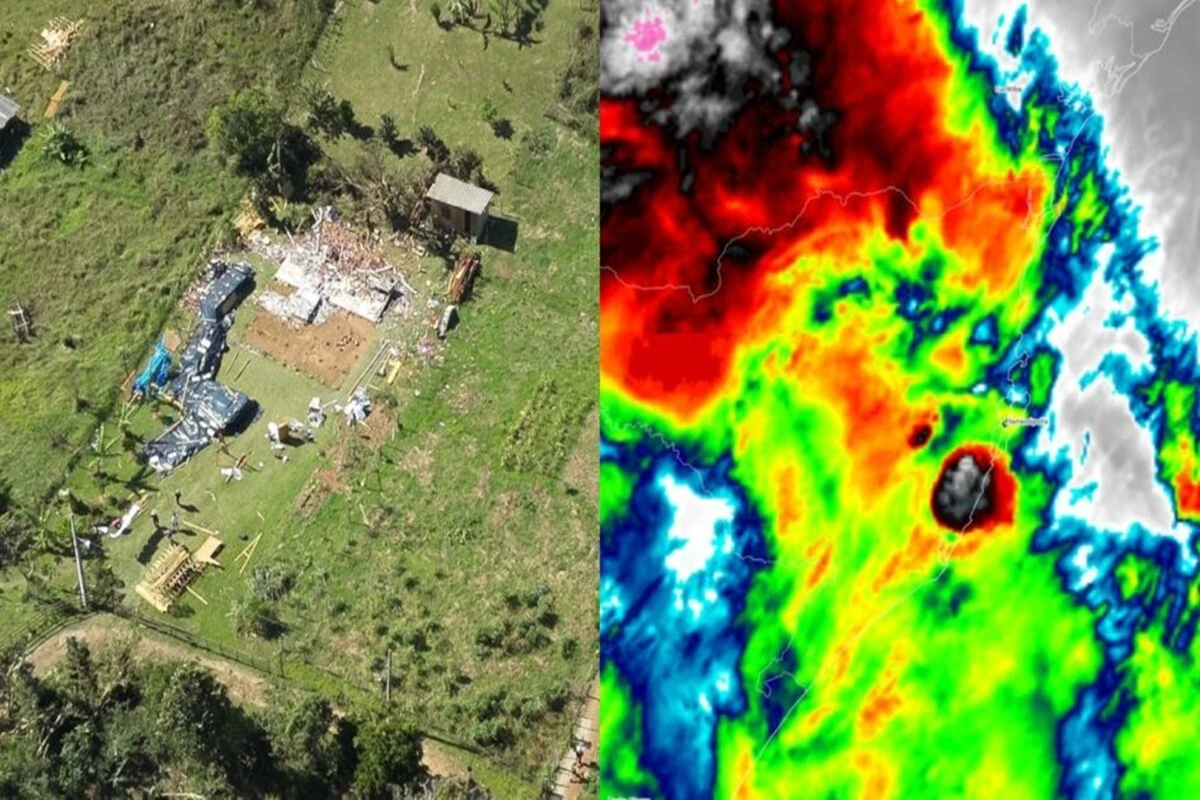 SC: imagens de satélite confirmam tornado que atingiu cidade