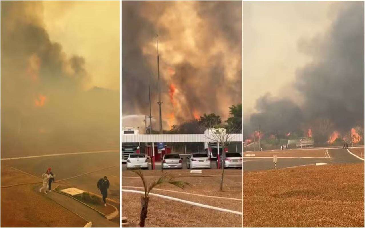 Desespero: funcionários fogem de fábrica após incêndio em mata. Vídeo