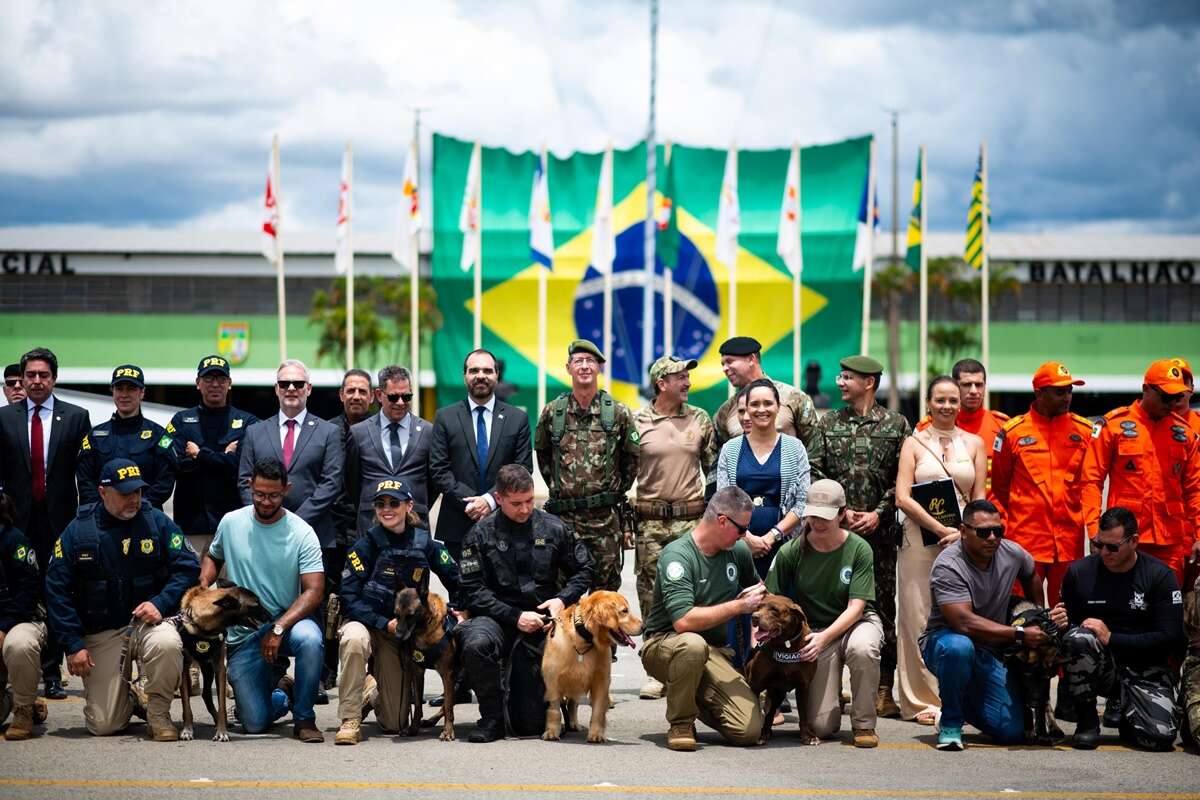 Cerimônia homenageia e aposenta cães policiais da guarda presidencial