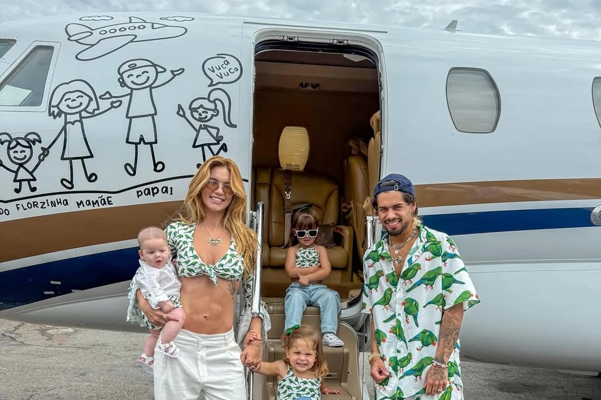 Web especula se Zé Felipe tirou desenho da família de jatinho; entenda