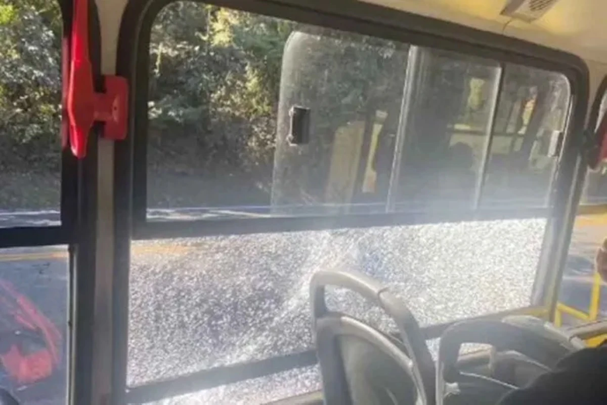 Passageira fica ferida após ônibus ser atingido por pedra em MG