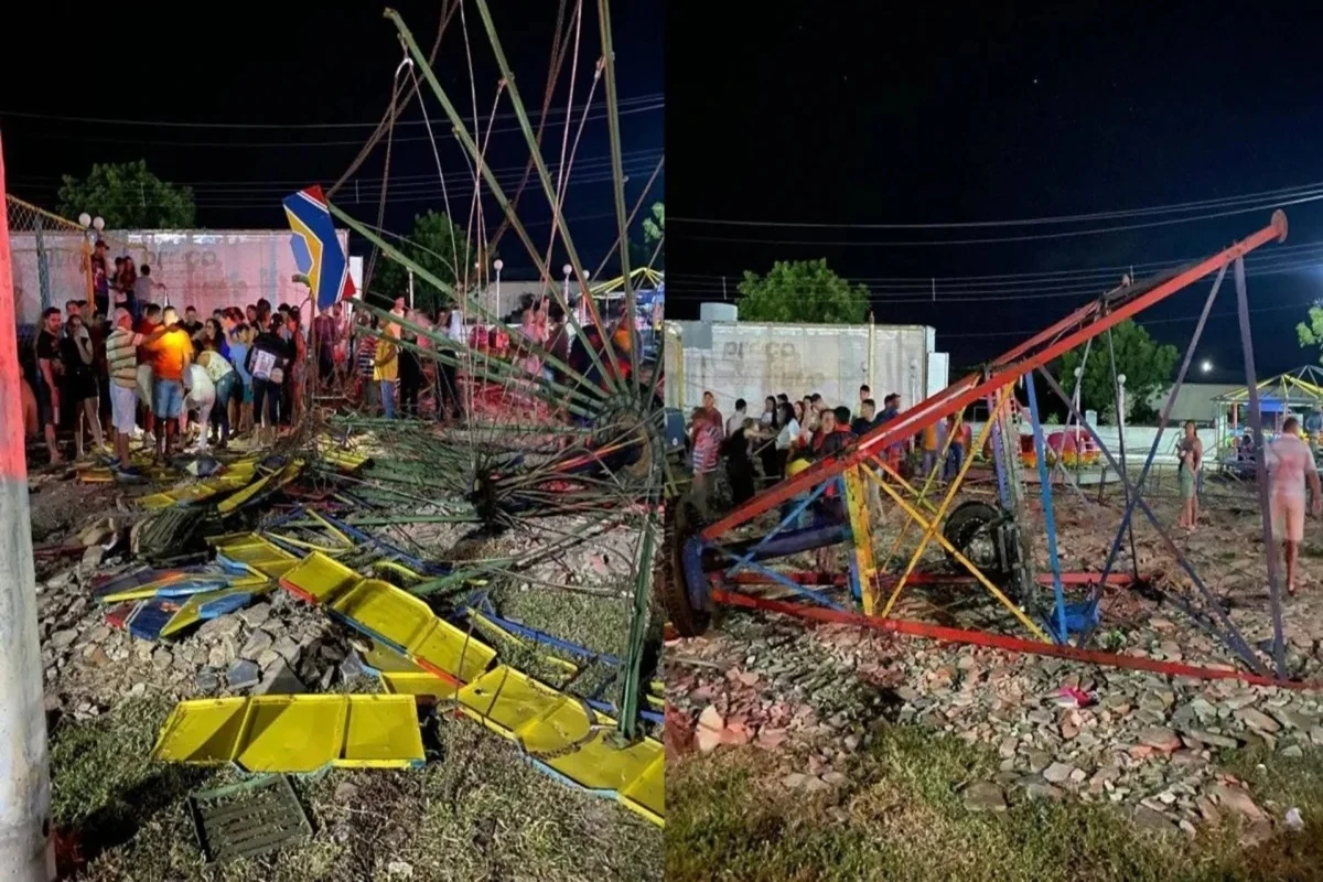 Brinquedo “espalha brasa” desaba e seis crianças ficam feridas. Vídeo