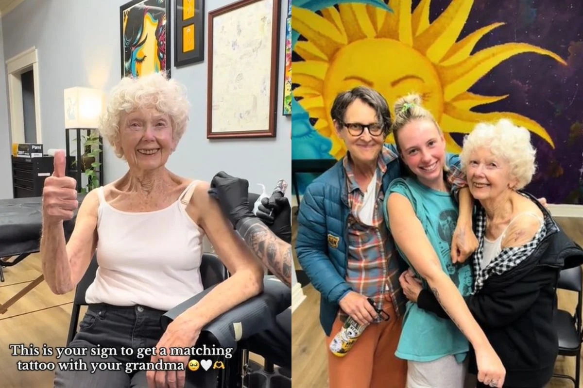 Avó de 87 anos faz tatuagem com a neta: “A vida é curta demais”