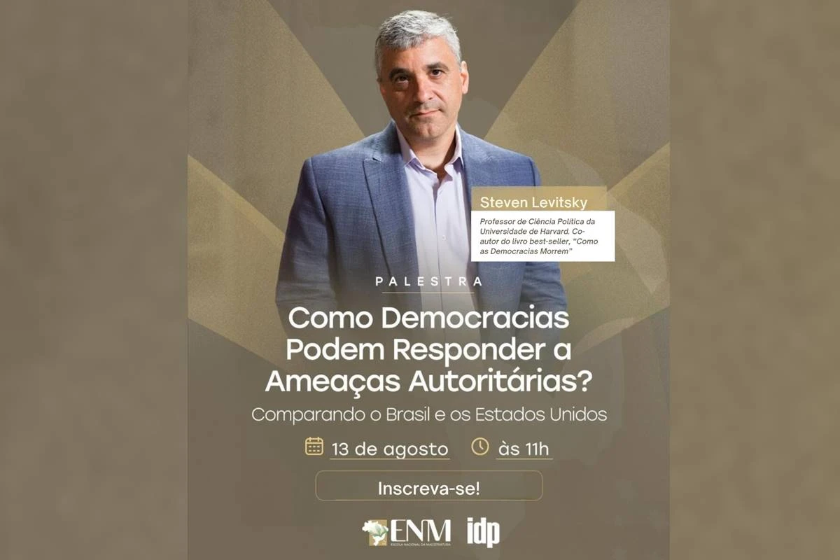 Professor de Harvard dá palestra no IDP sobre democracia e ameaças autoritárias