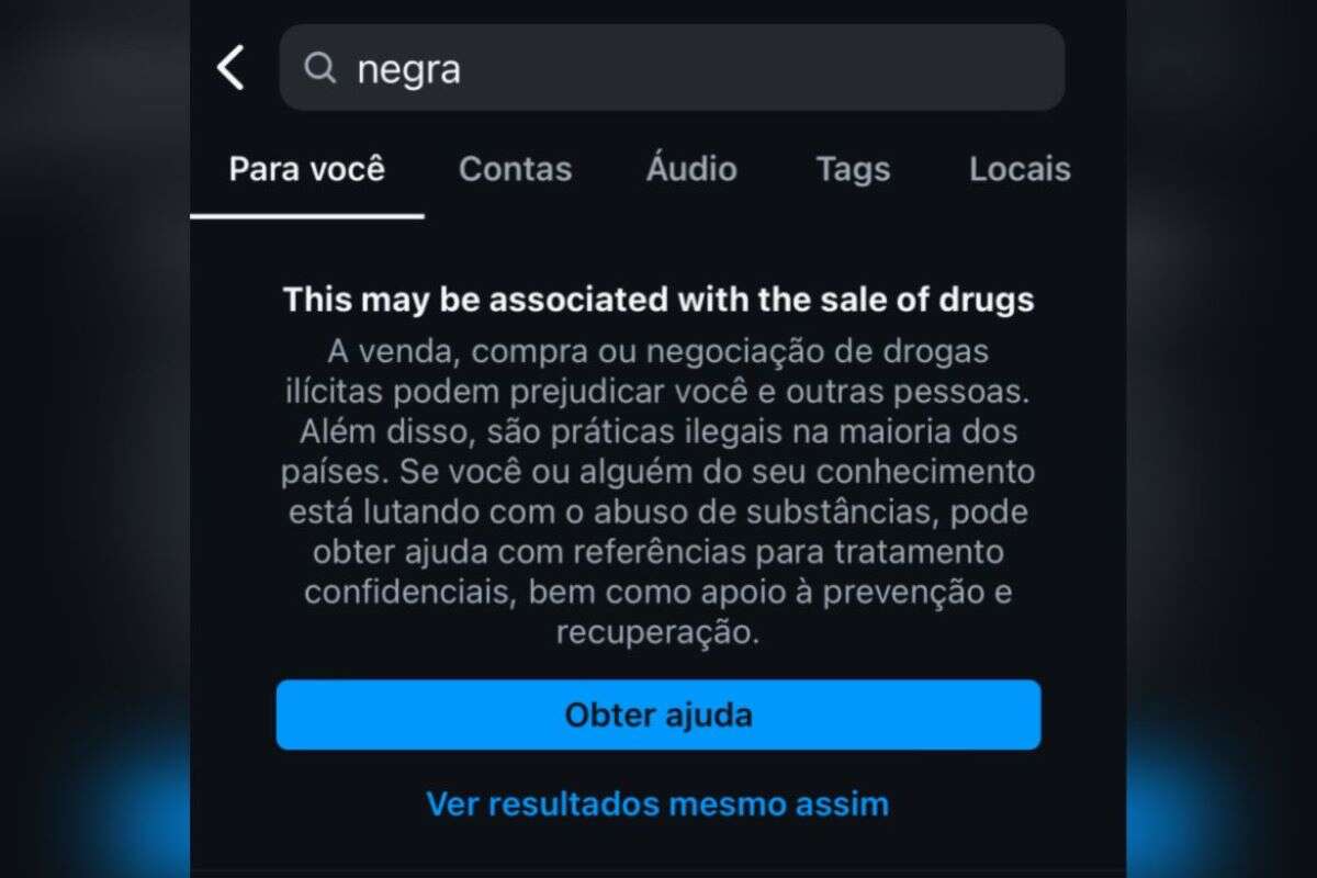 Instagram é acusado de racismo por associar “mulher negra” a drogas