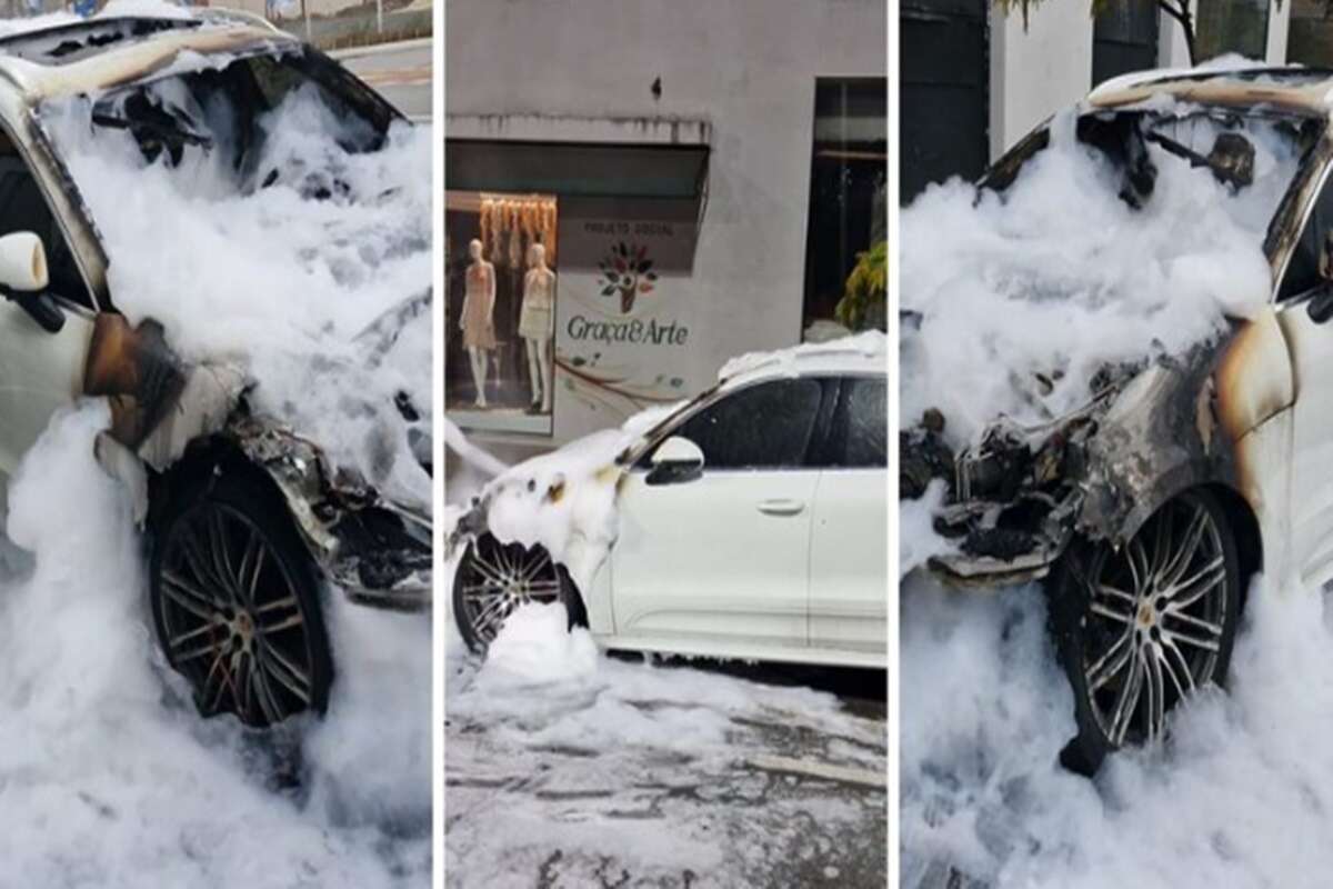 Porsche de meio milhão de reais é destruído pelo fogo em SC; fotos